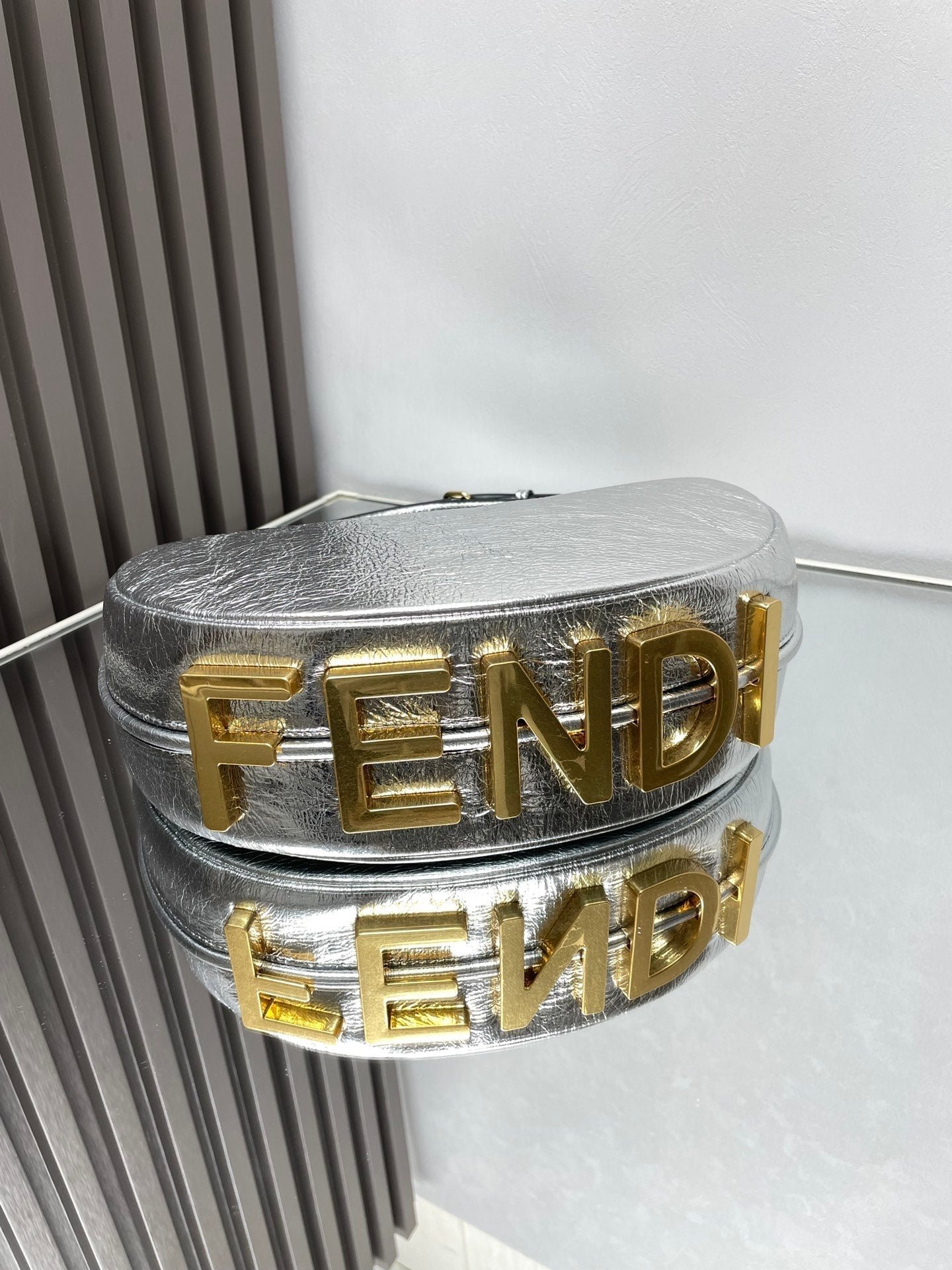 Fendigraphy Medium Silver Metallic Lambskin Bag - Image 3