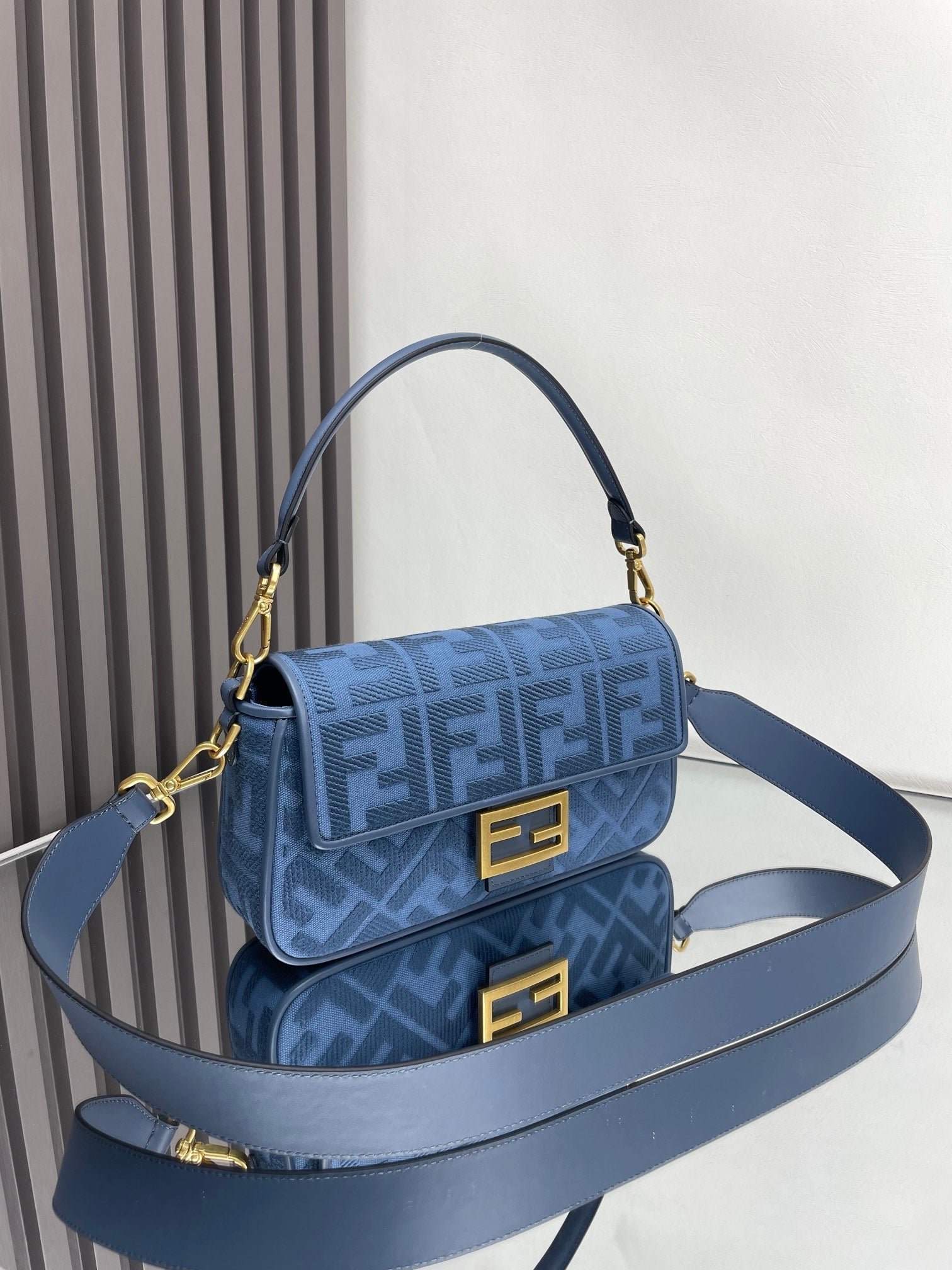 Alternative view of Fendi Baguette 27 Blue Embroidery