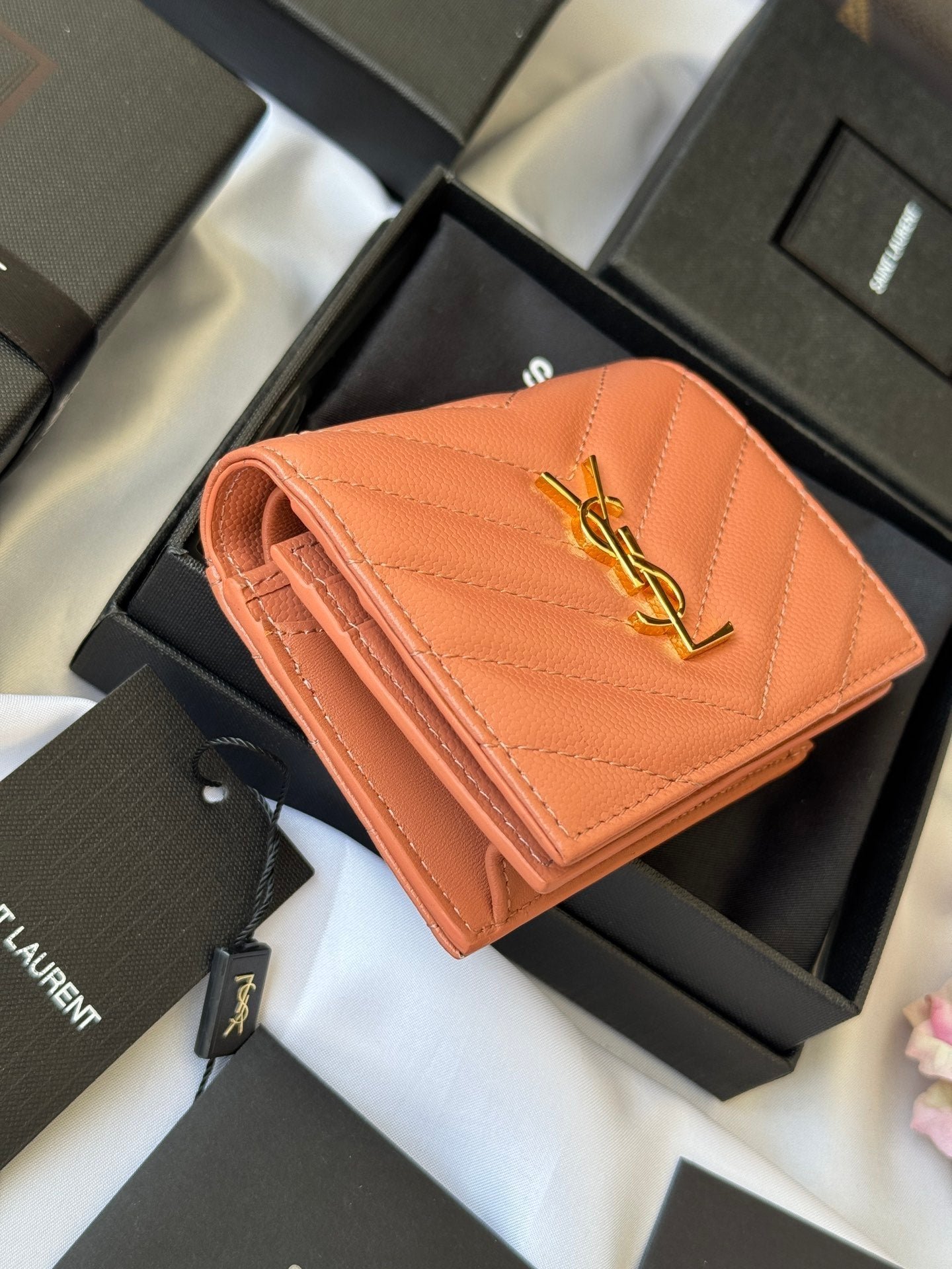 Alternative view of YSL Orange Quilted Wallet