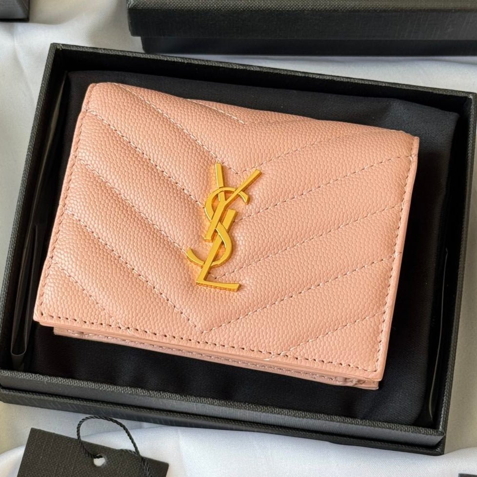 YSL Pink Quilted Leather Wallet