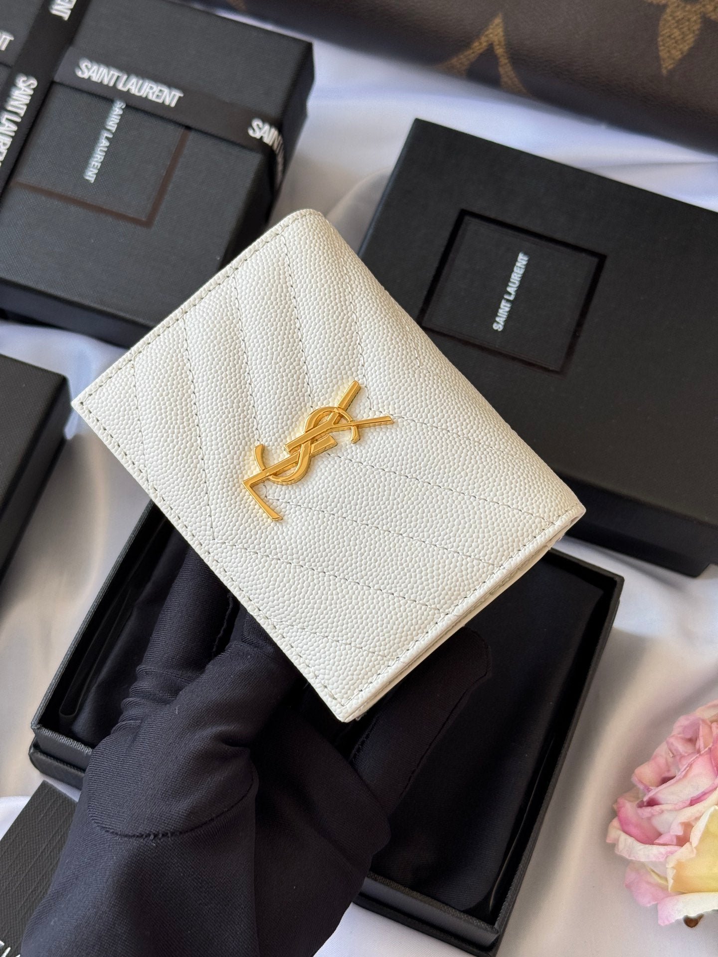 Alternative view of YSL White Quilted Wallet