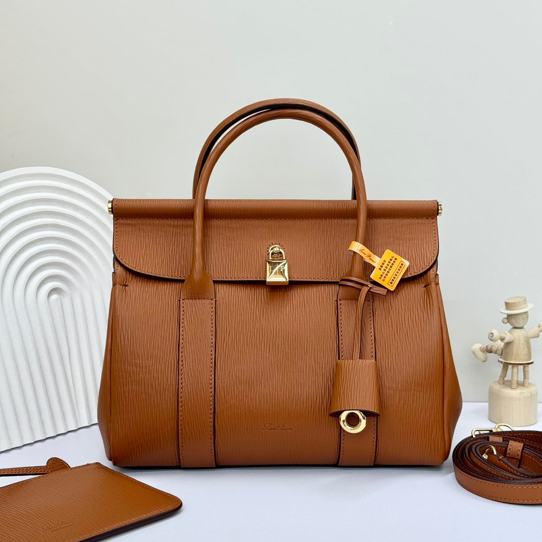 Loro Piana Sesia Tan Grain Handbag