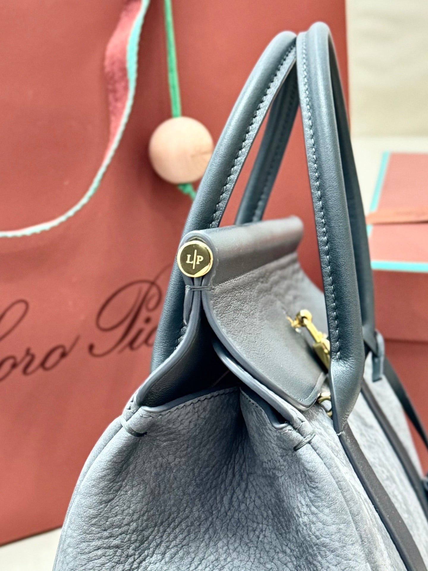 Loro Piana Sesia Grey Suede Purse - Image 4