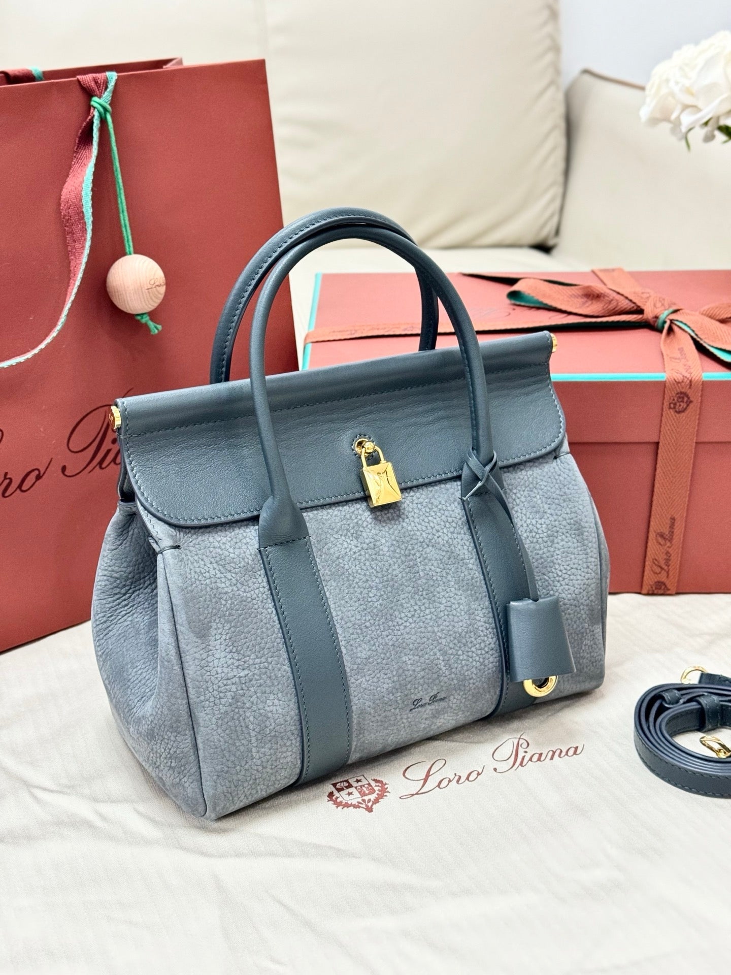 Alternative view of Loro Piana Sesia Grey Suede Purse