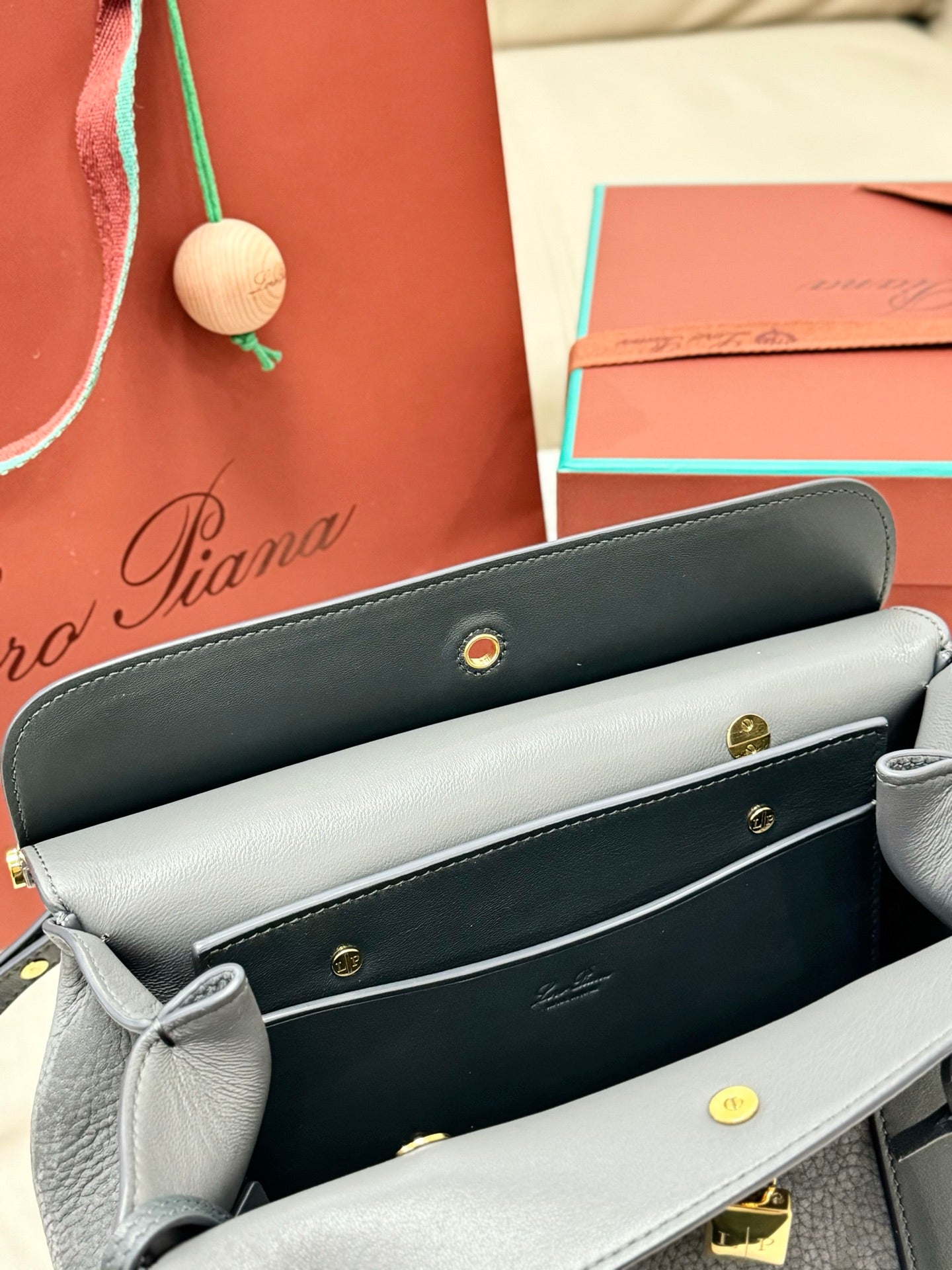 Loro Piana Sesia Grey Suede Purse - Image 5