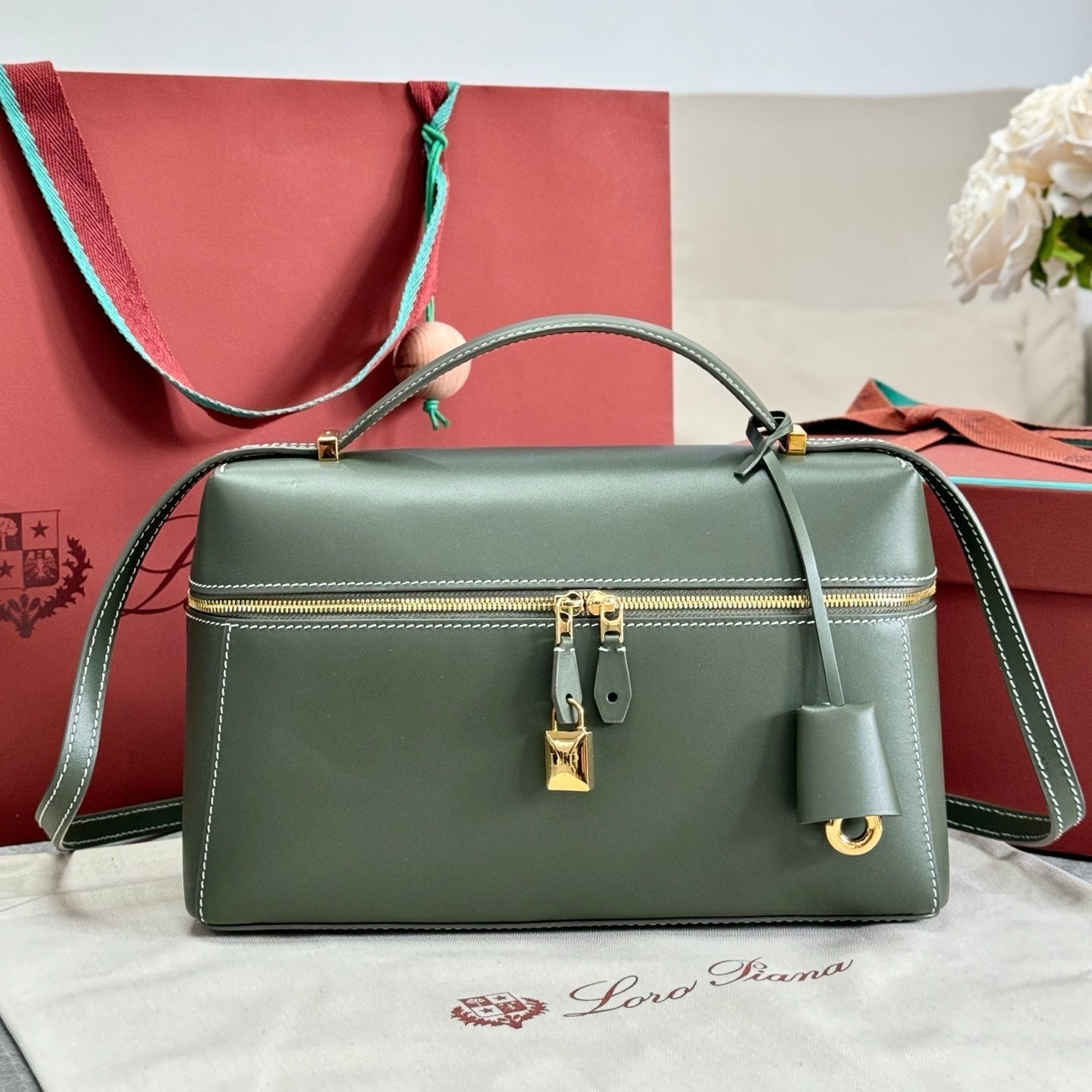 Loro Piana Extra Olive Calf Case