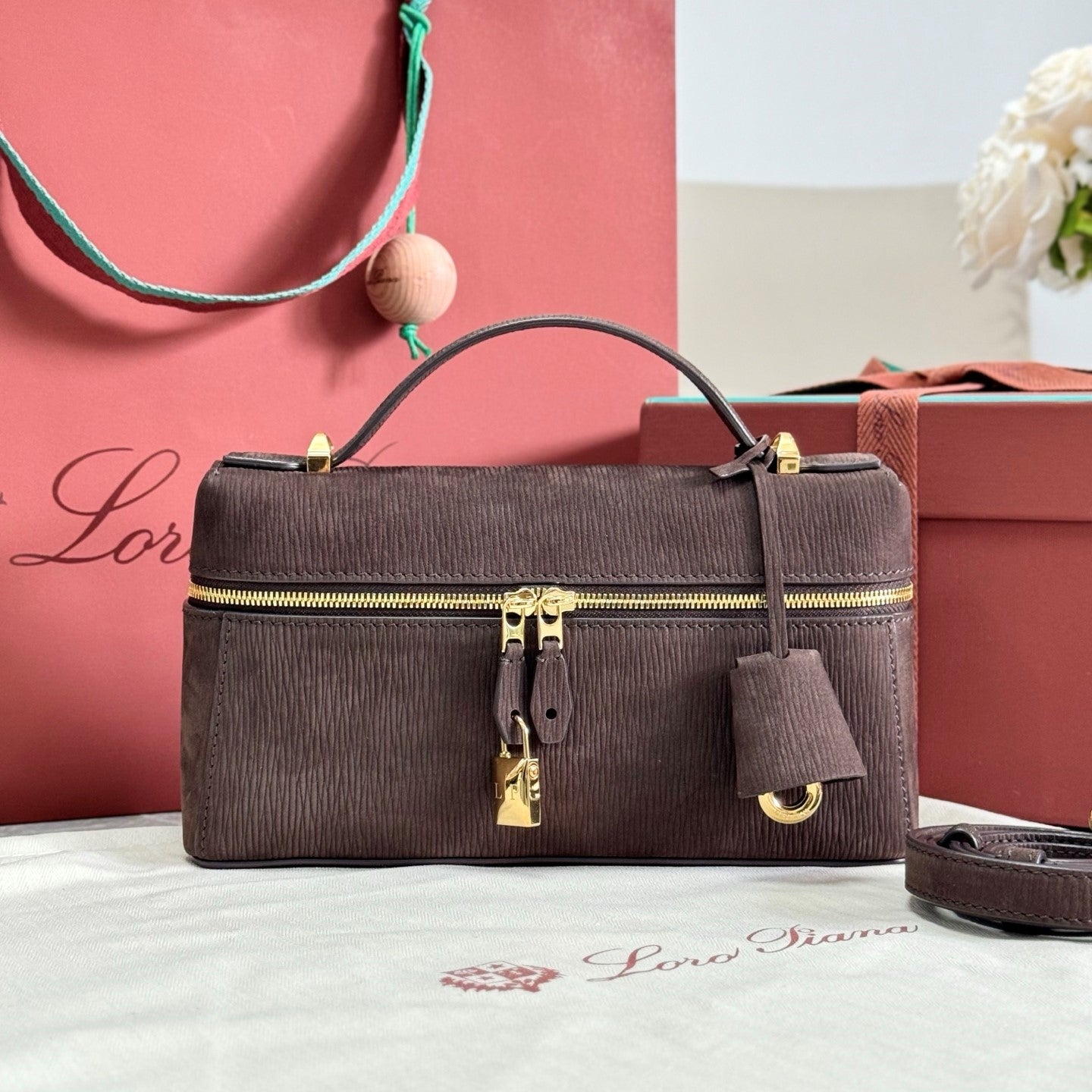 Loro Piana Extra Dark Suede Purse