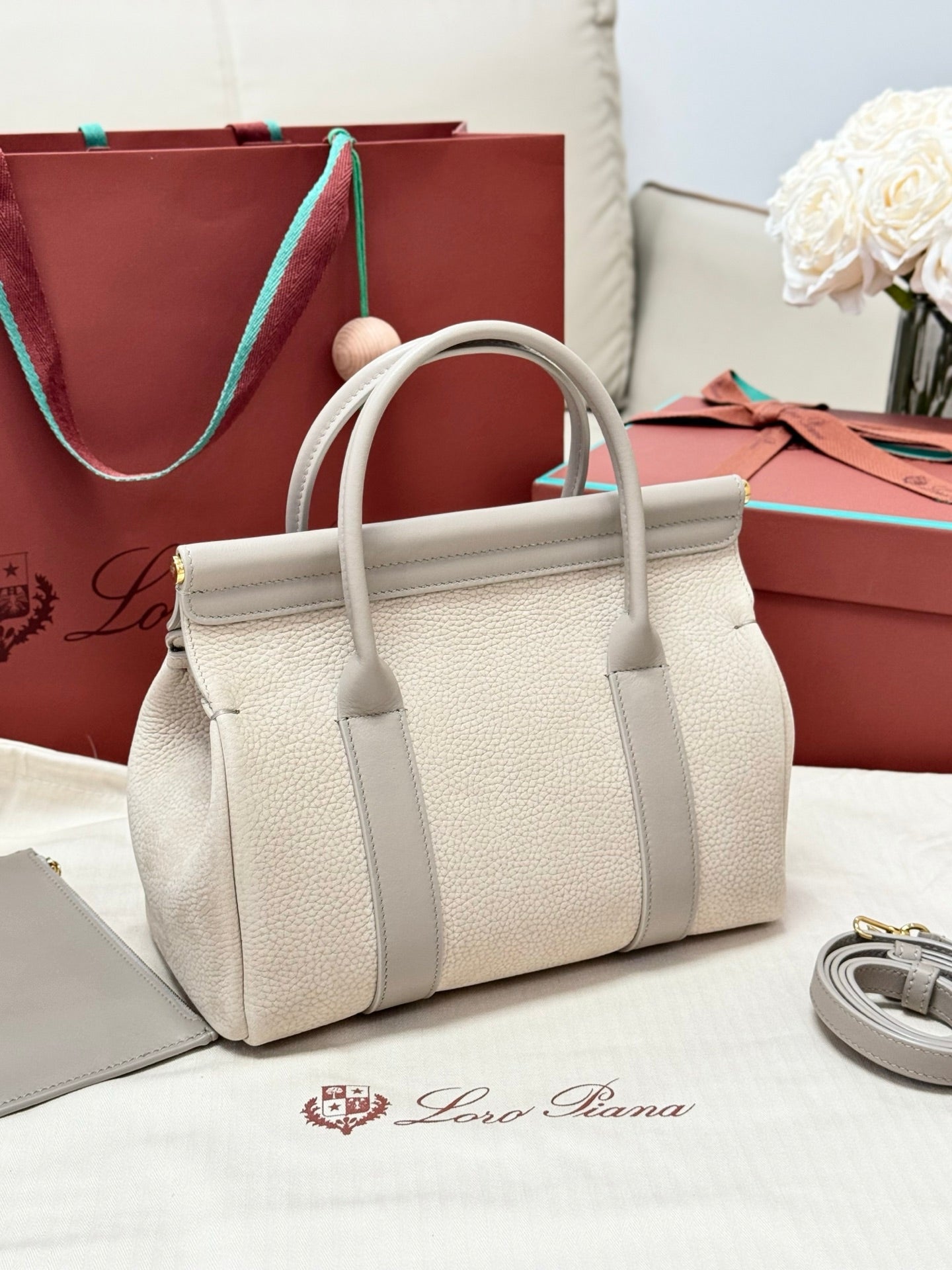 Alternative view of Loro Piana Sesia Ivory Suede Case