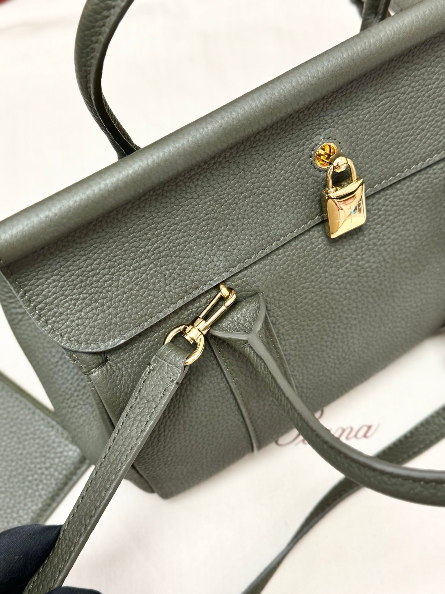 Loro Piana Sesia Olive Grain Tote - Image 6