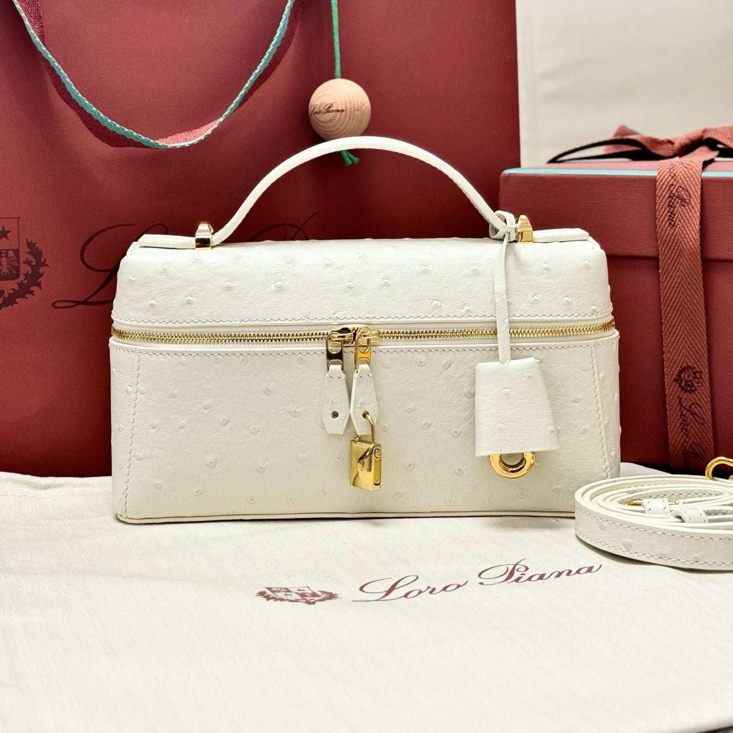 Loro Piana Extra White Ostrich Case