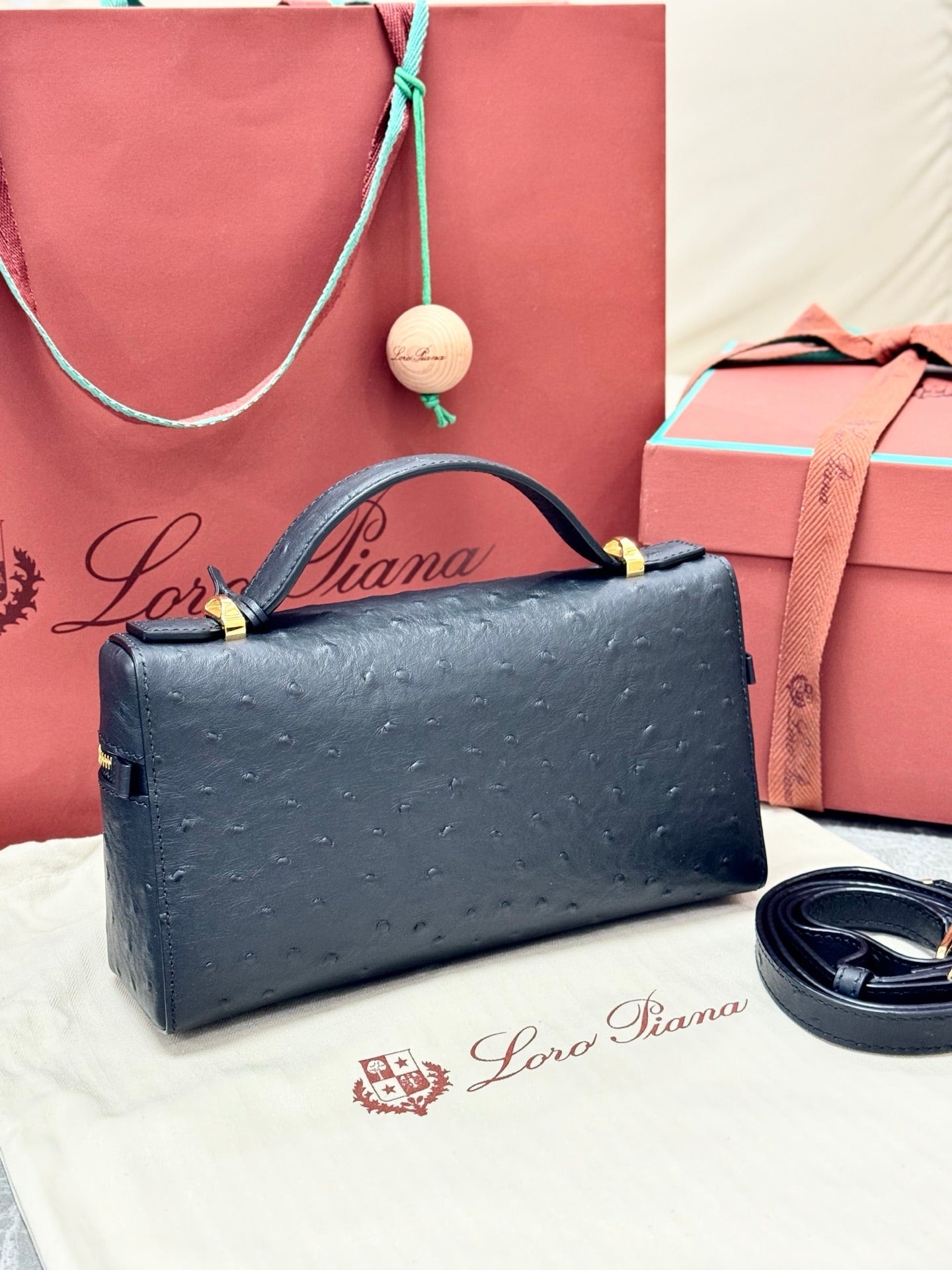 Alternative view of Loro Piana Extra Black Ostrich Purse
