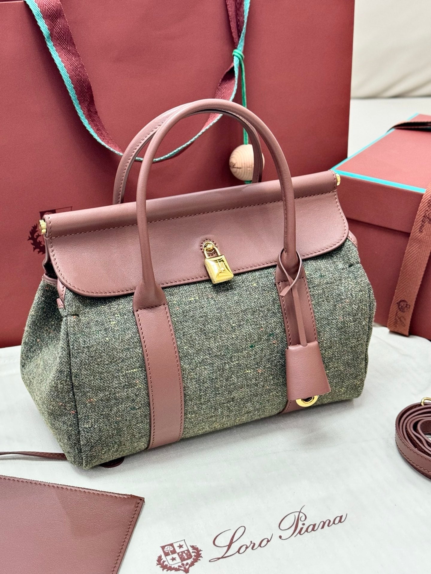 Alternative view of Loro Piana Sesia Tweed Leather Bag