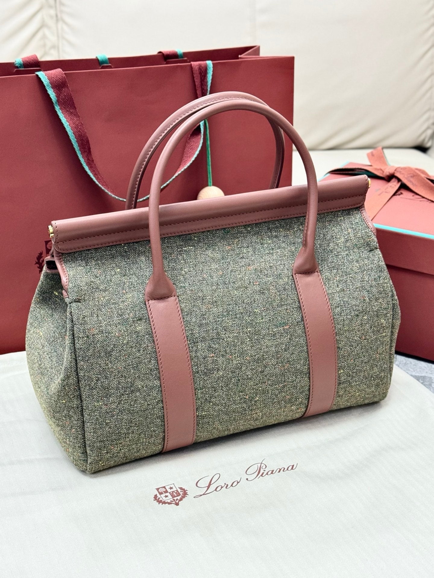 Alternative view of Loro Piana Sesia Tweed Leather Tote