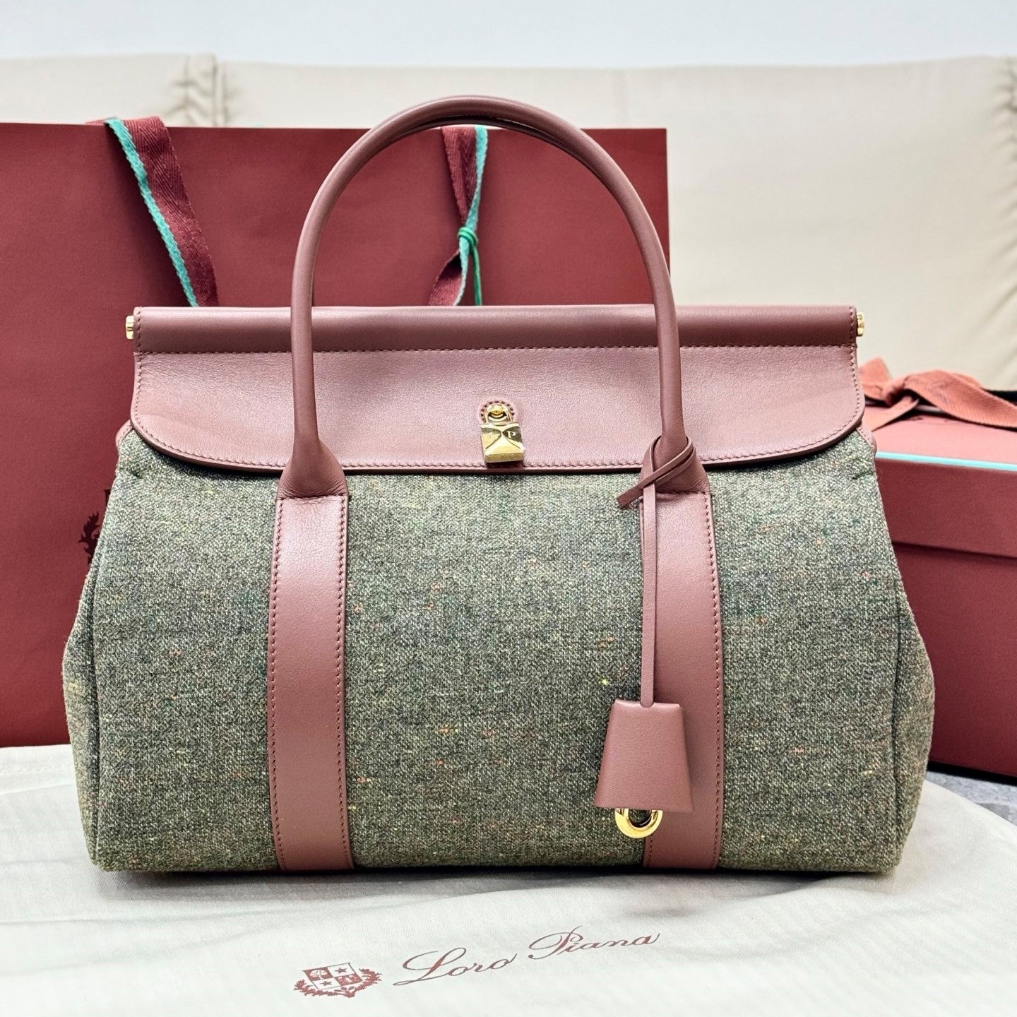 Loro Piana Sesia Tweed Leather Tote