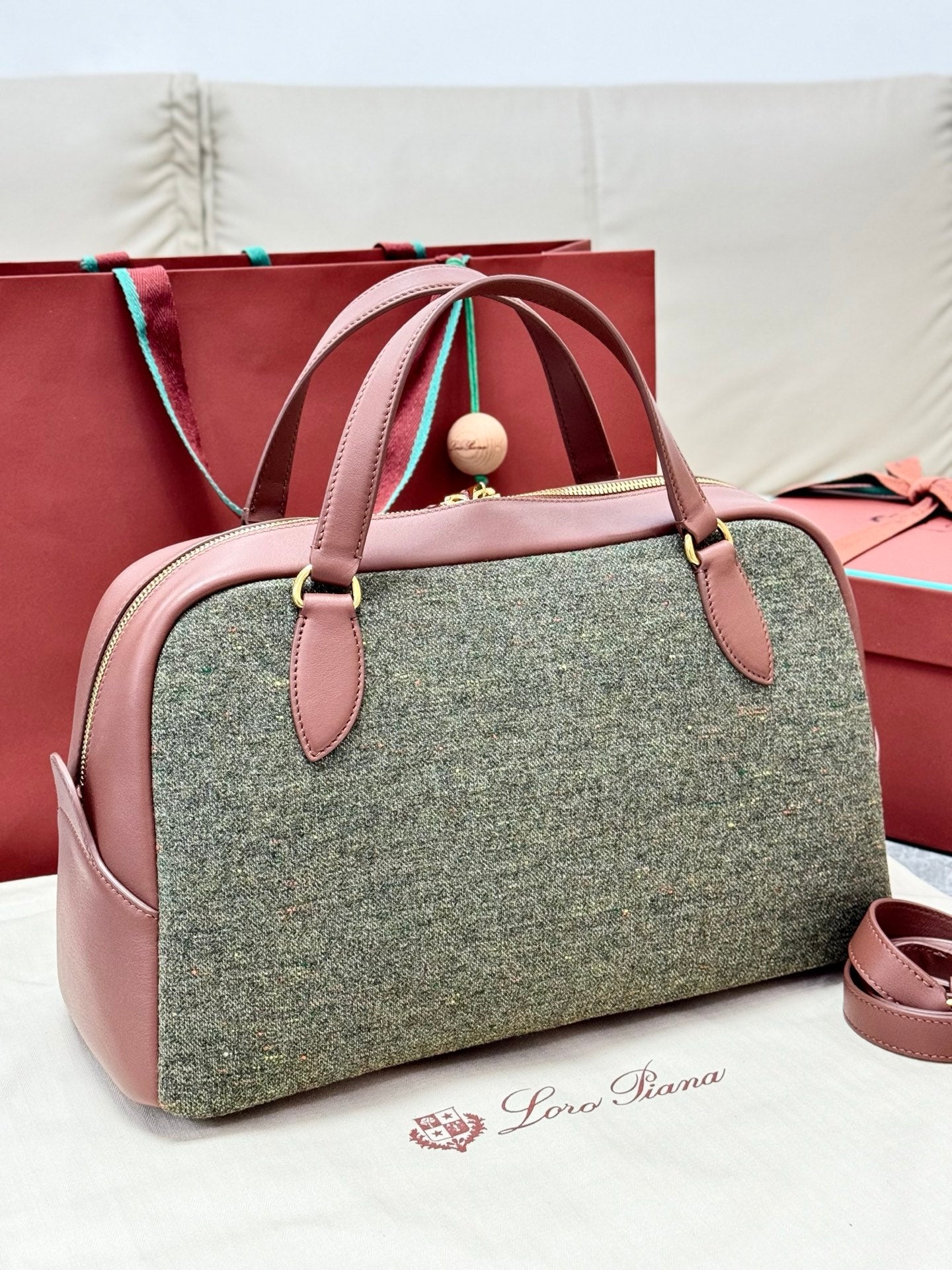 Alternative view of Loro Piana Sesia Tweed Leather Satchel