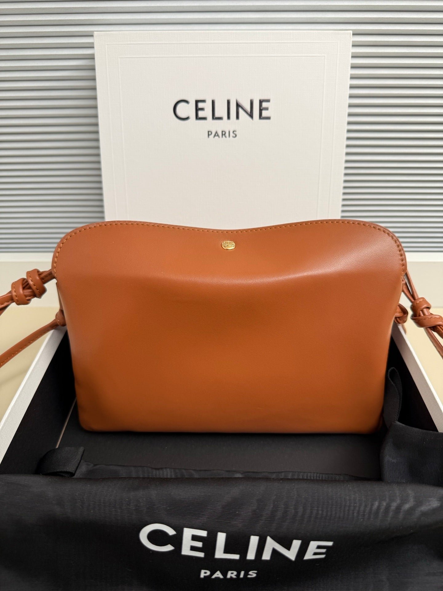 Alternative view of CELINE 25S TRIO FLAP 22MM IN BURNT ORANGE SMOOTH LAMBSKIN GOLD HARDWARE