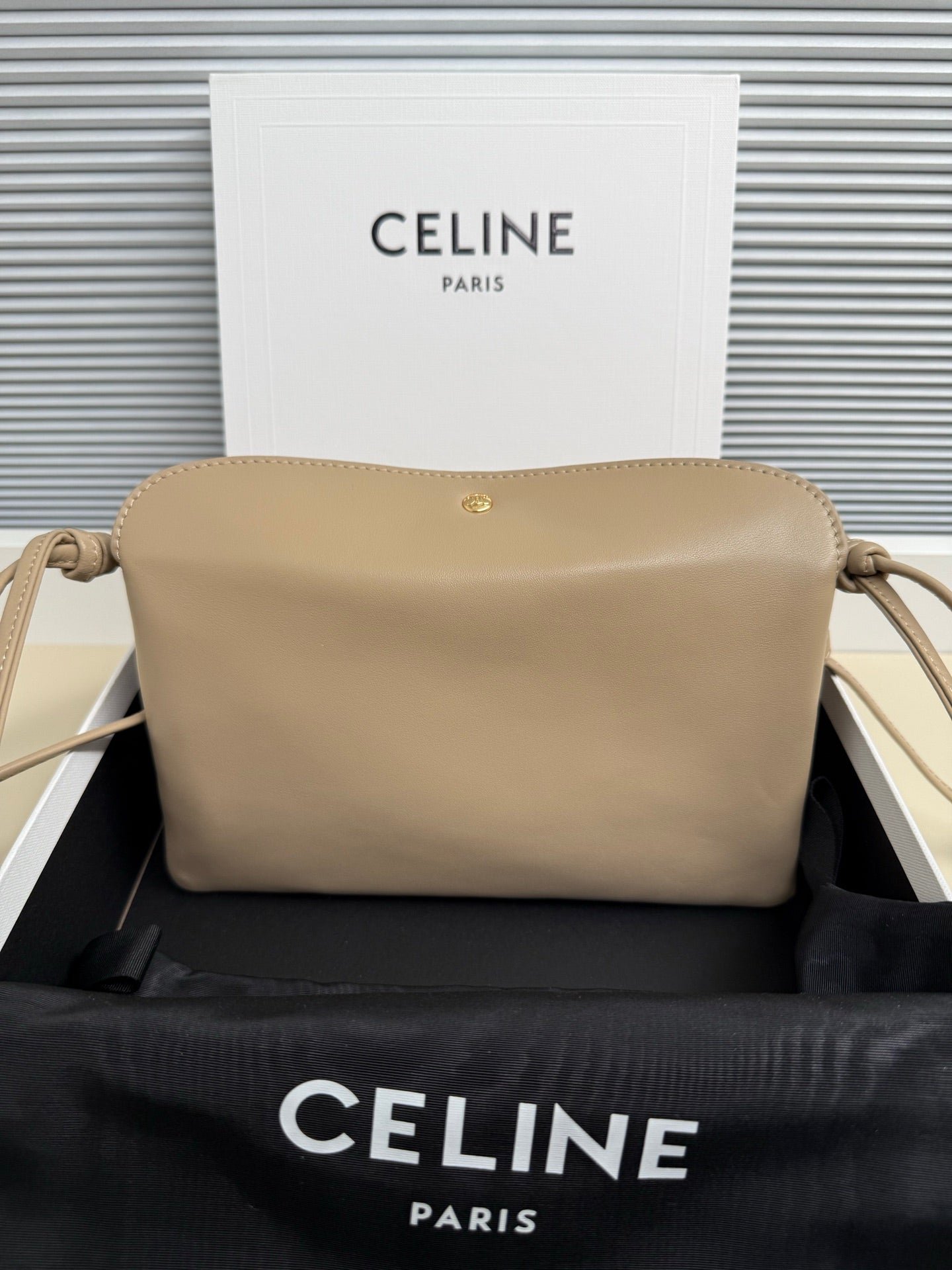 Alternative view of CELINE 25S TRIO FLAP 22MM IN DARK BEIGE SMOOTH LAMBSKIN GOLD HARDWARE