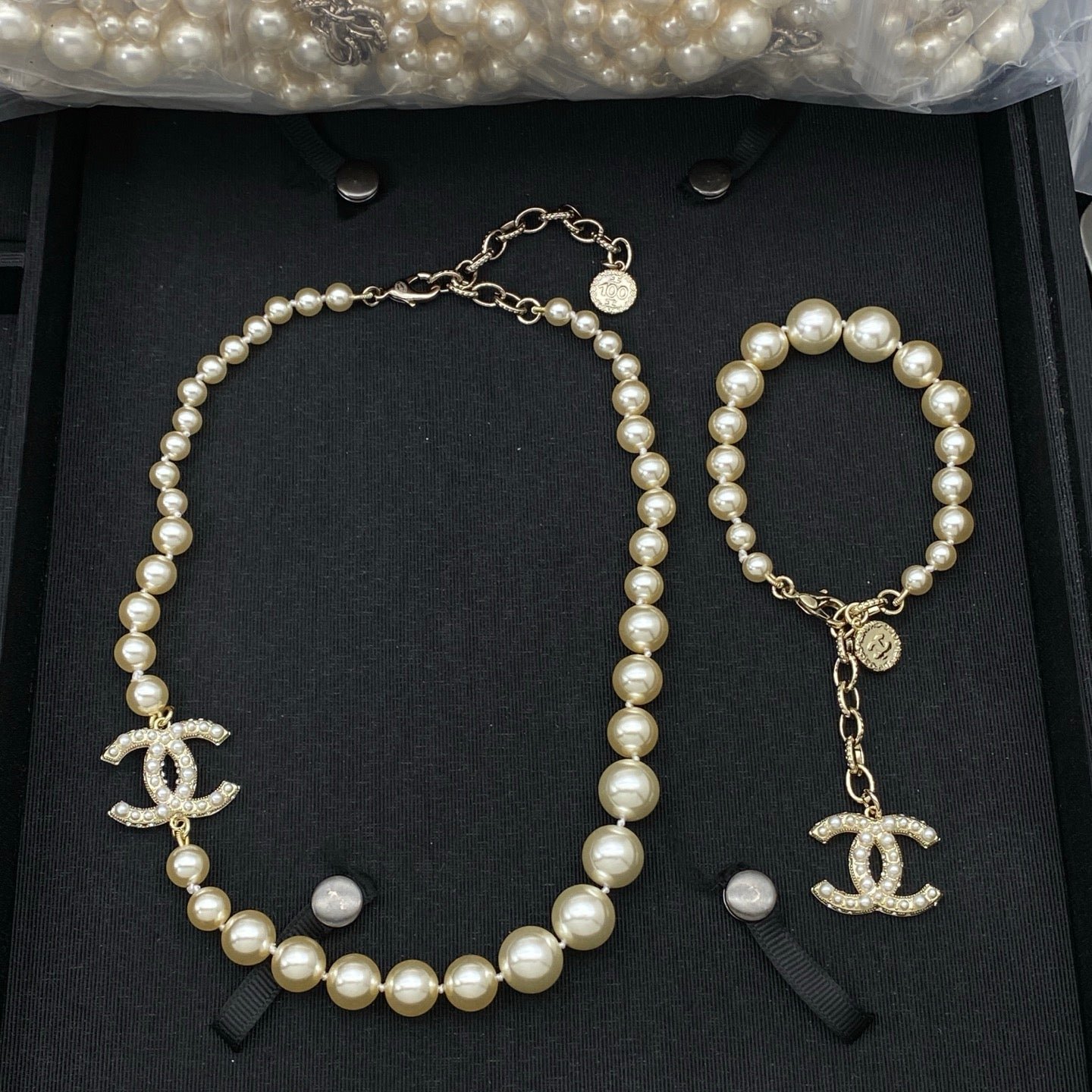 Chanel Graduated Pearl Crystal CC Jewelry Set