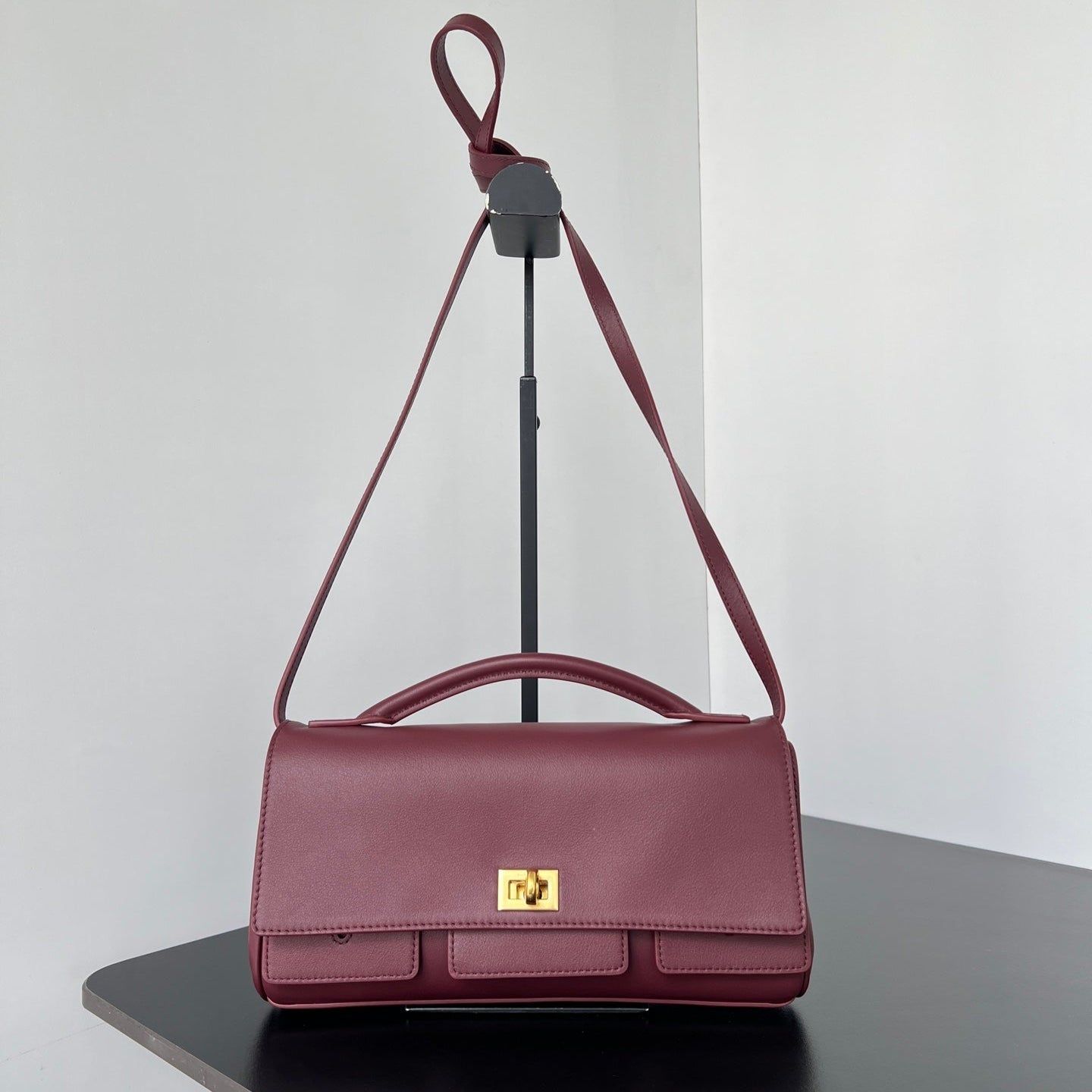 Balenciaga Bel Air 27cm Burgundy Lambskin