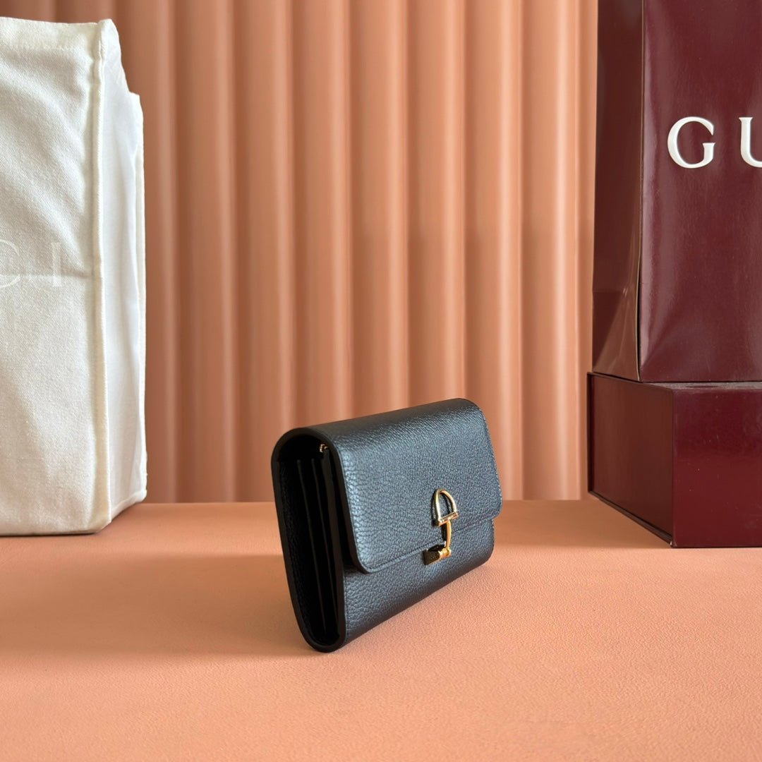 Alternative view of GUCCI SOFTBIT CONTINENTAL WALLET 19 IN BLACK GRAINY CALFSKIN GOLD HARDWARE
