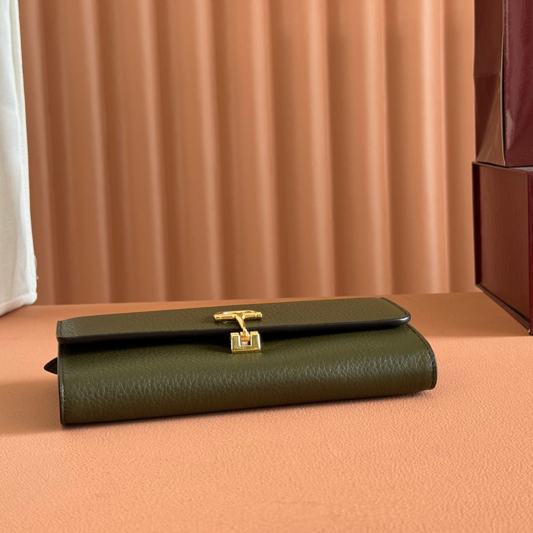 Alternative view of GUCCI SOFTBIT CONTINENTAL WALLET 19 IN GREEN GRAINY CALFSKIN GOLD HARDWARE