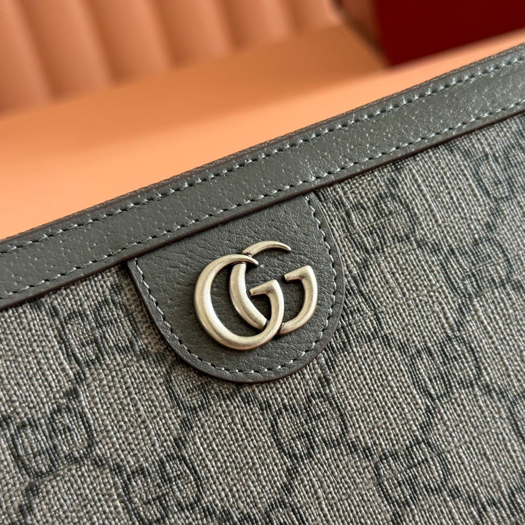 GUCCI OPHIDIA ZIP AROUND WALLET 19 IN DARK GREY COATED FABRIC AND CALFSKIN - Image 7