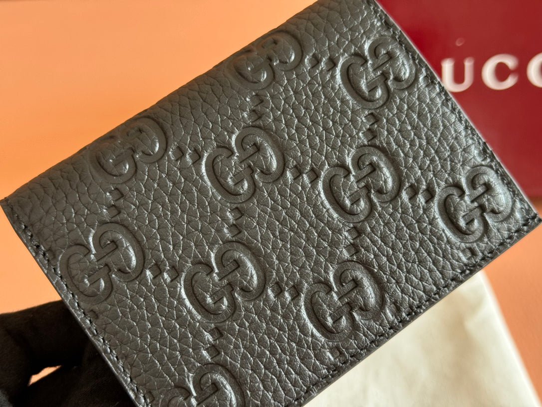 Alternative view of GUCCI EMBLEM MINI WALLET 11 IN BLACK  GRAINY CALFSKIN