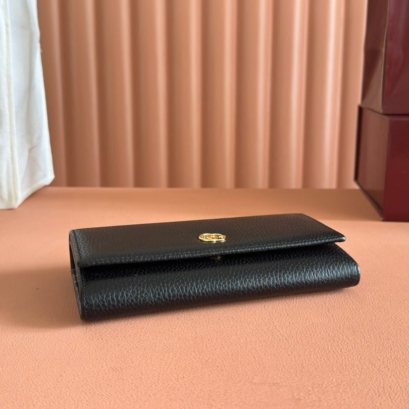 GUCCI Black Leather GG Flap Long Wallet - Image 5
