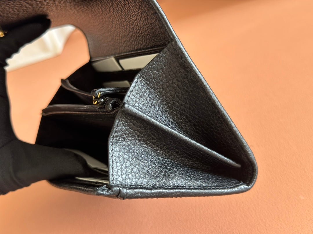GUCCI Black Leather GG Flap Long Wallet - Image 8