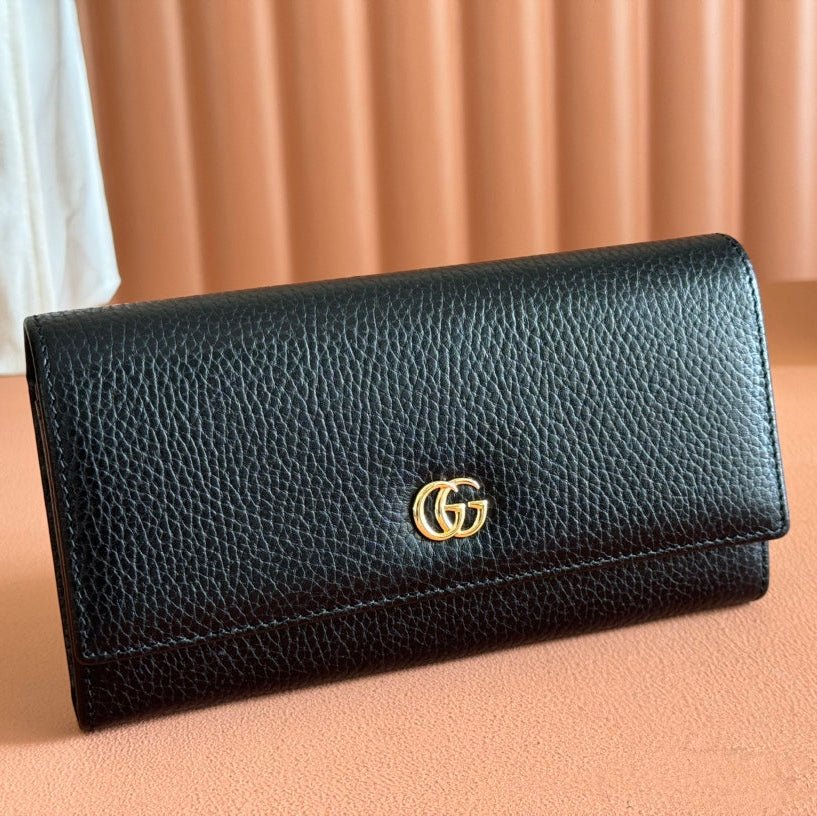 GUCCI Black Leather GG Flap Long Wallet - Image 4