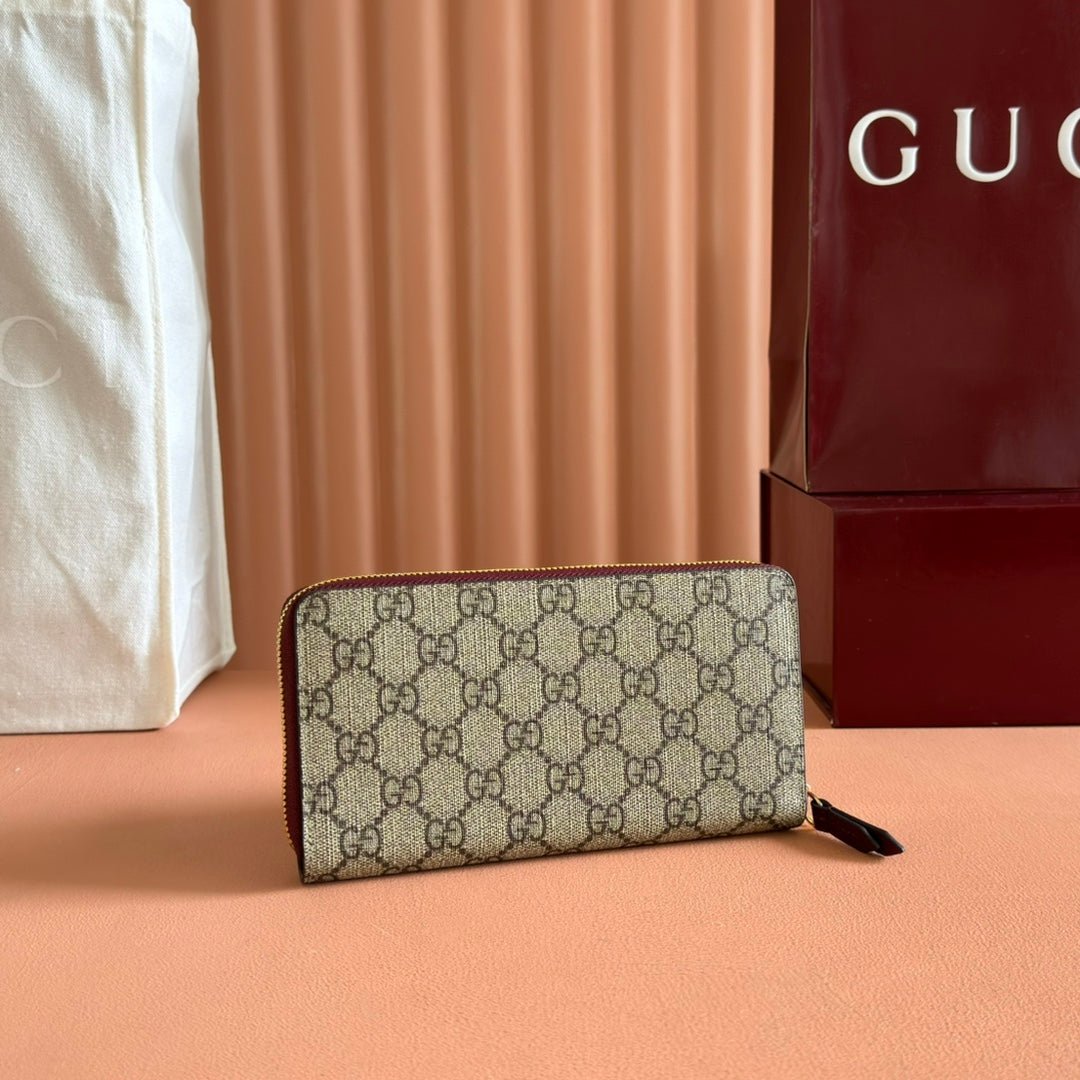 Alternative view of GUCCI MARMONT 19 LONG WALLET IN RED AND BEIGE CALFSKIN