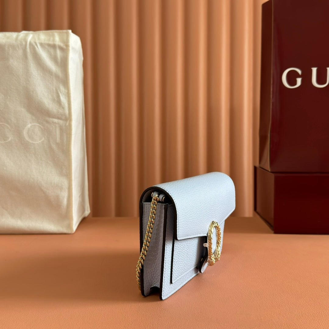 Alternative view of GUCCI 25S DIONYSUS WALLET ON CHAIN 20 IN LIGHT BLUE CALFSKIN