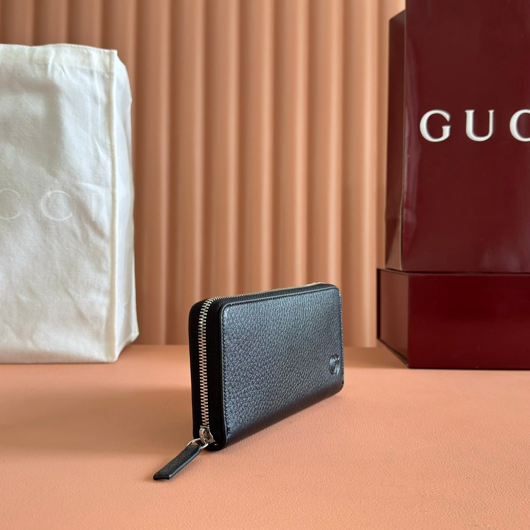 GUCCI Black Leather Zip Around Wallet - Image 3