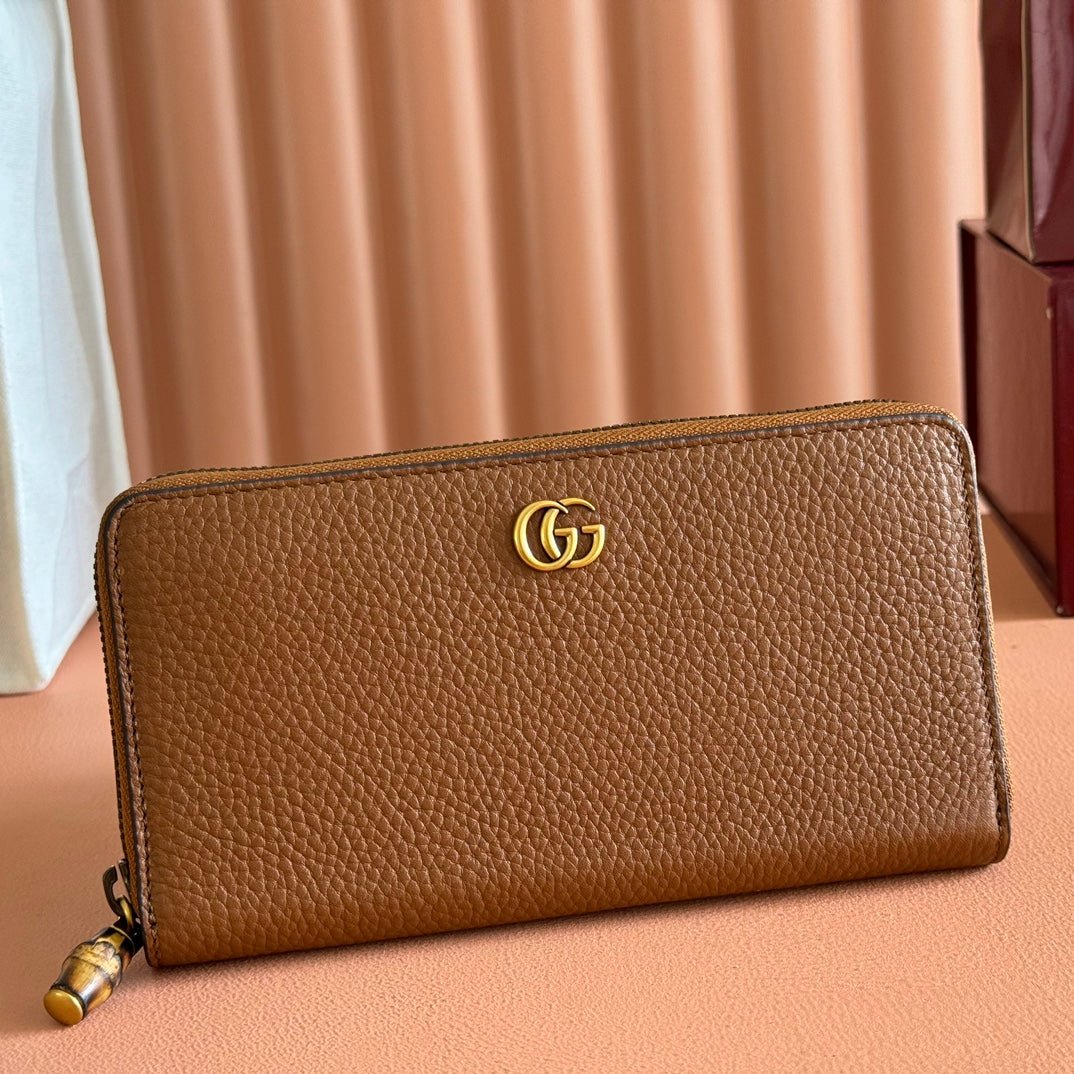 Alternative view of GUCCI 25S MARMONT WALLET 19 IN BROWN CALFSKIN GOLD HARDWARE