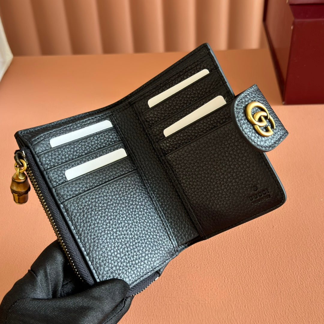 Alternative view of GUCCI 25S MARMONT WALLET 13 IN BLACK CALFSKIN GOLD HARDWARE