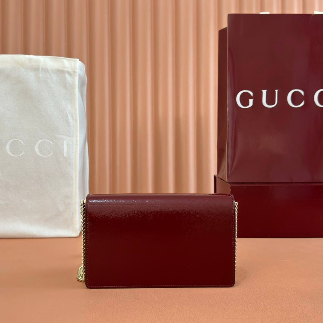 Alternative view of GUCCI 25S DIONYSUS WALLET ON CHAIN 20 IN ROSSO ANCORA GLOSSY CALFSKIN