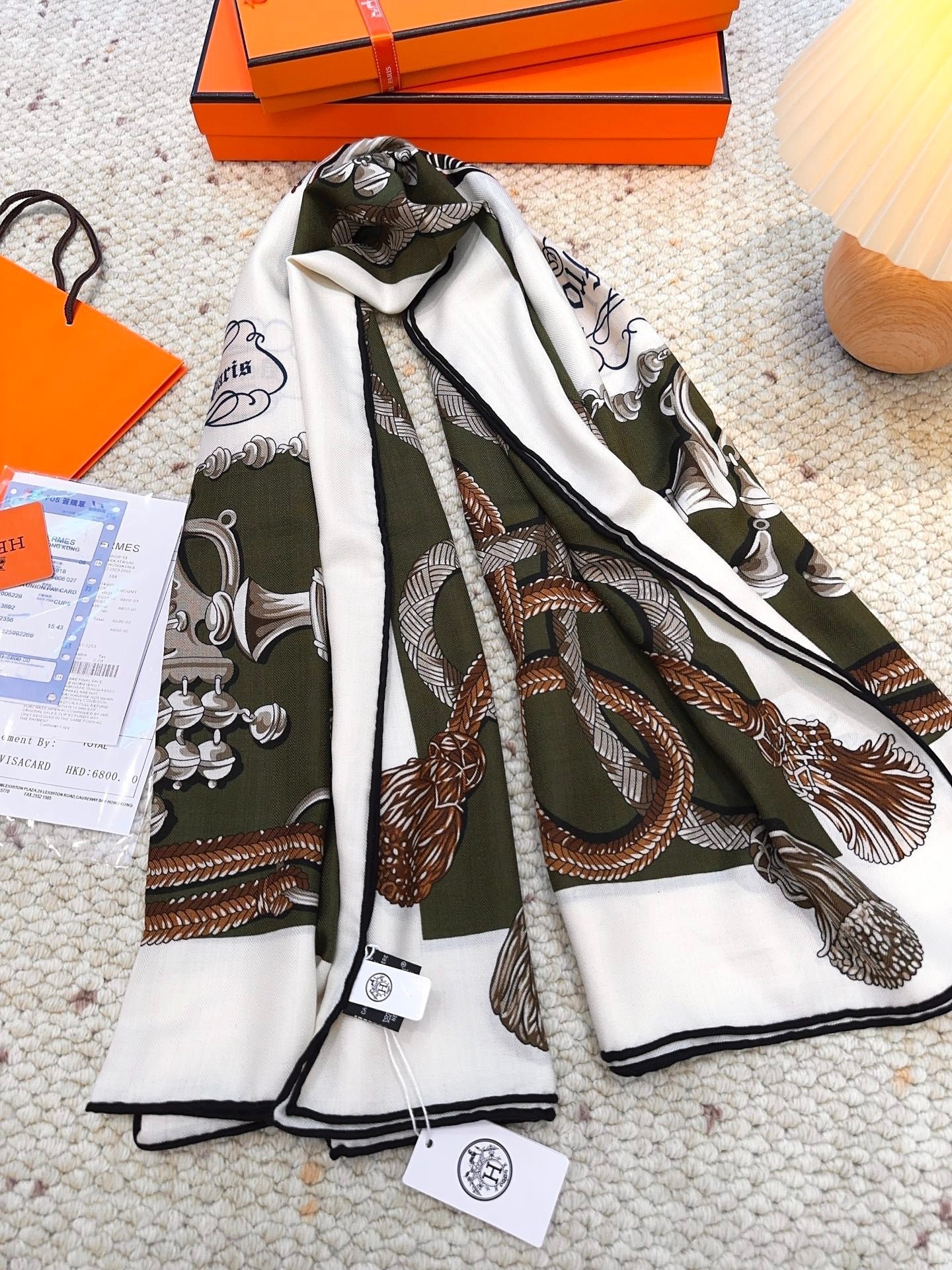 Alternative view of HERMES HERMES 25S SCARF 140 IN CASERE SILK 854538