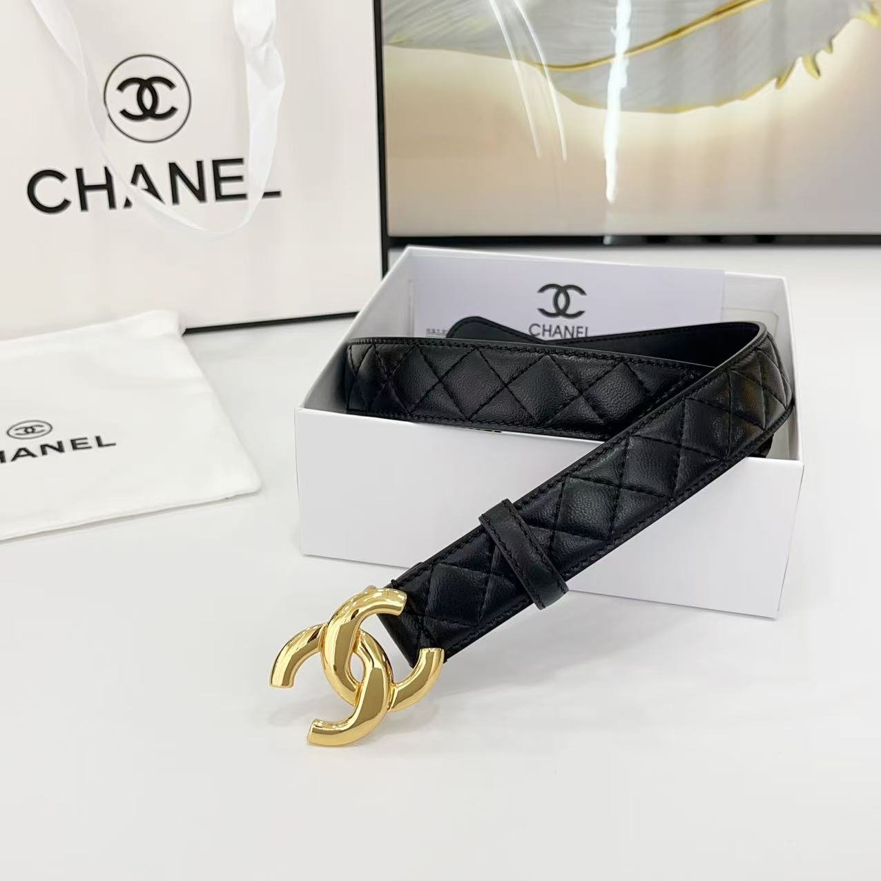 Alternative view of Chanel Quilt Solid Gold Belt