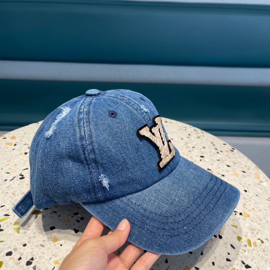 LV Classic Blue Denim Logo Baseball Cap - Image 8