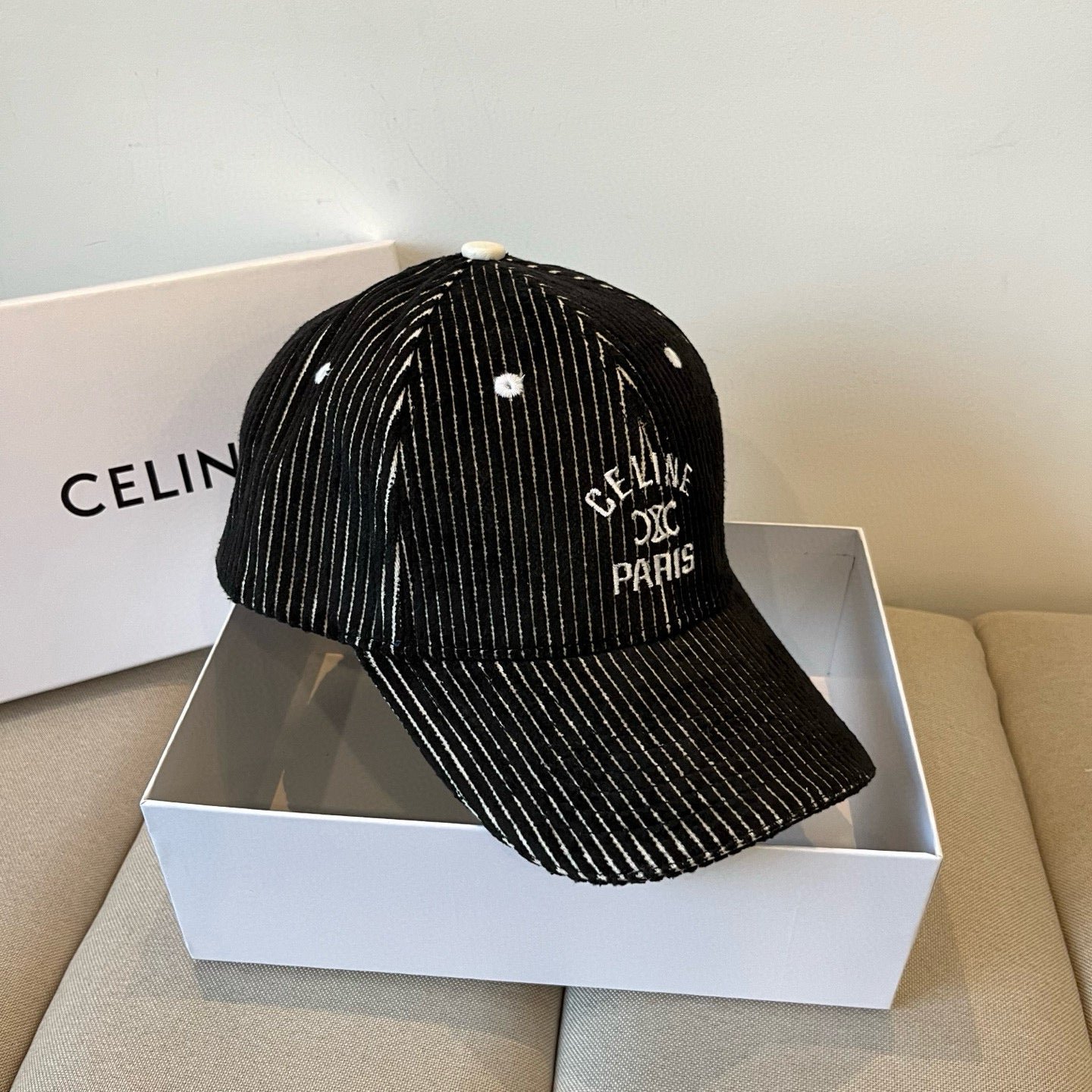 Alternative view of Celine Letter Black Corduroy Cap