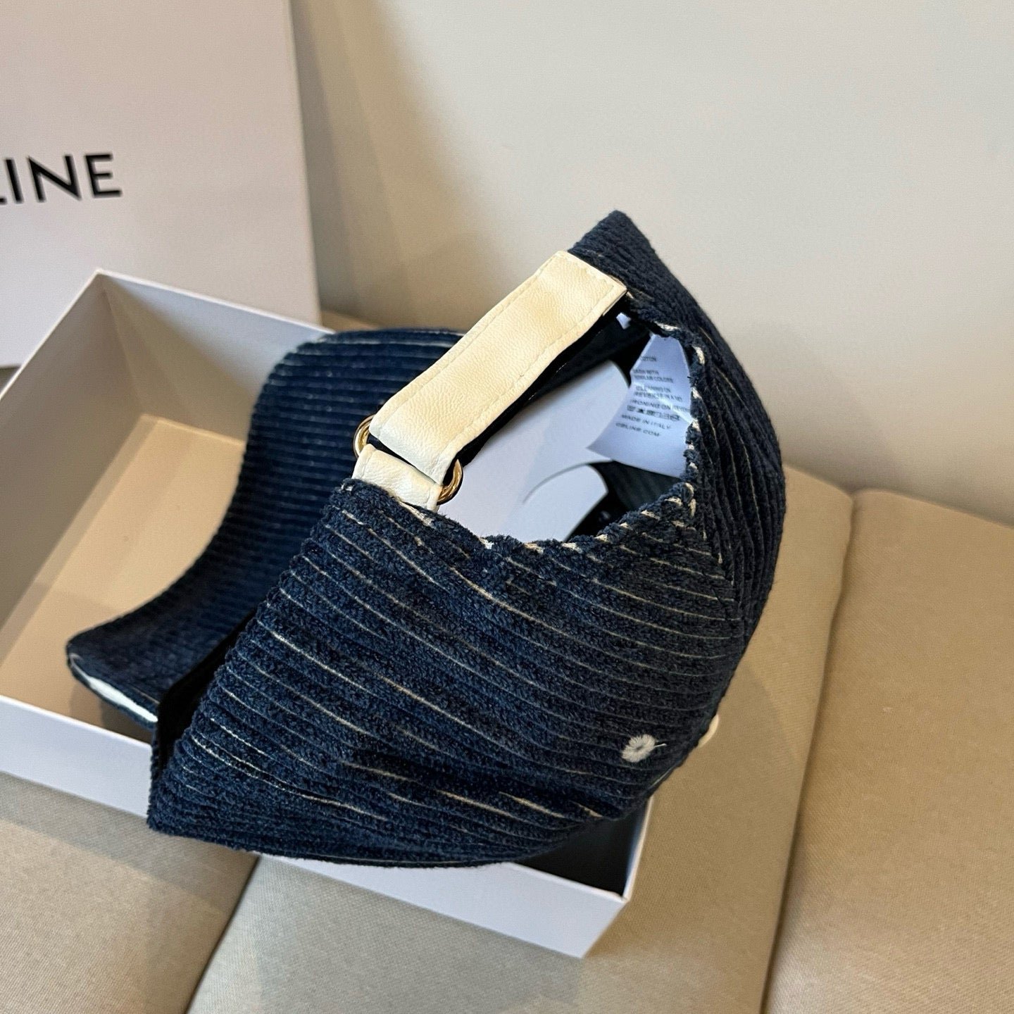 Alternative view of Celine Letter Navy Corduroy Baseball Cap