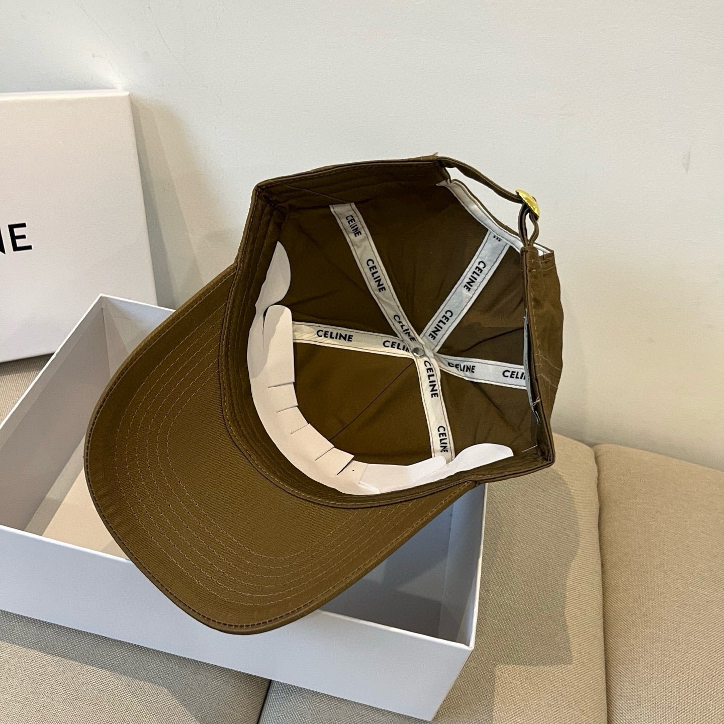 Celine Letter Brown Fabric Baseball Cap - Image 7