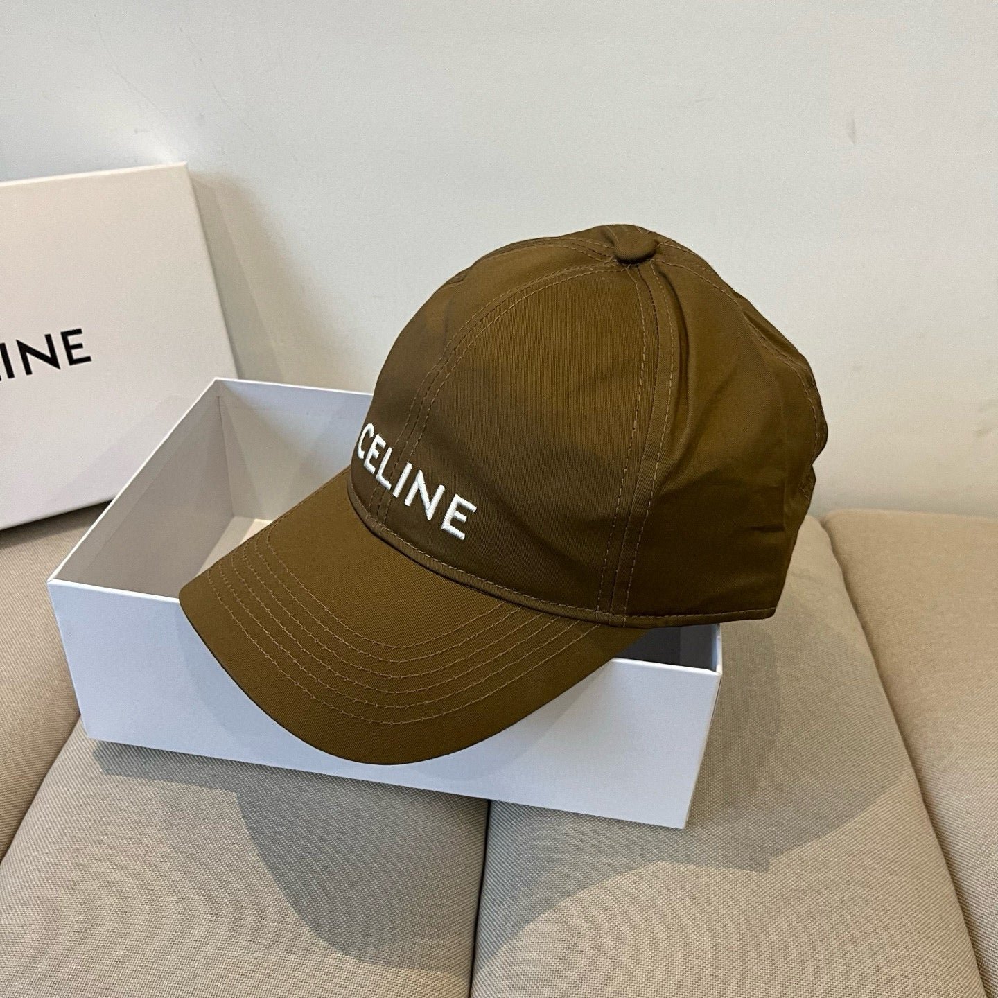 Celine Letter Brown Fabric Baseball Cap