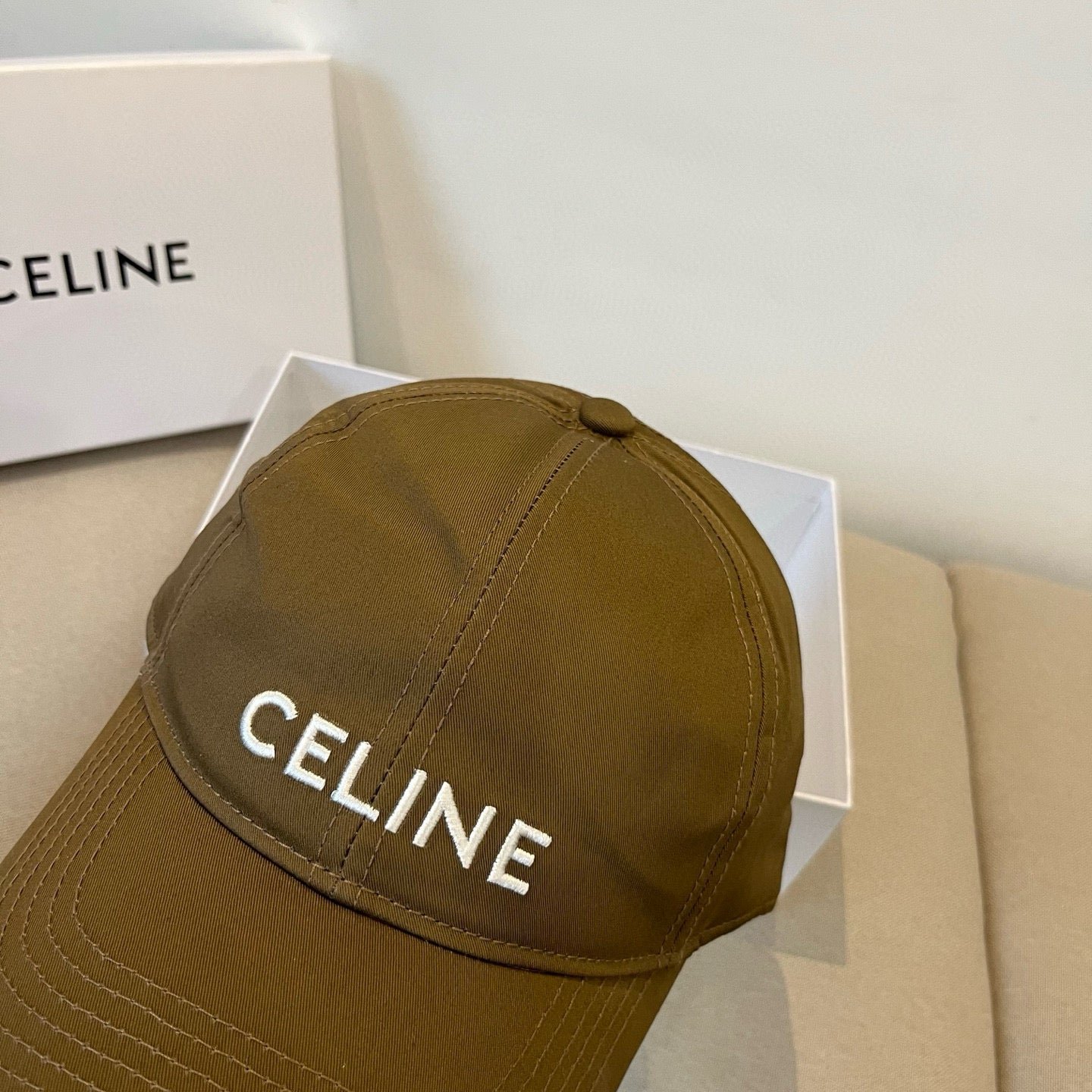 Celine Letter Brown Fabric Baseball Cap - Image 4
