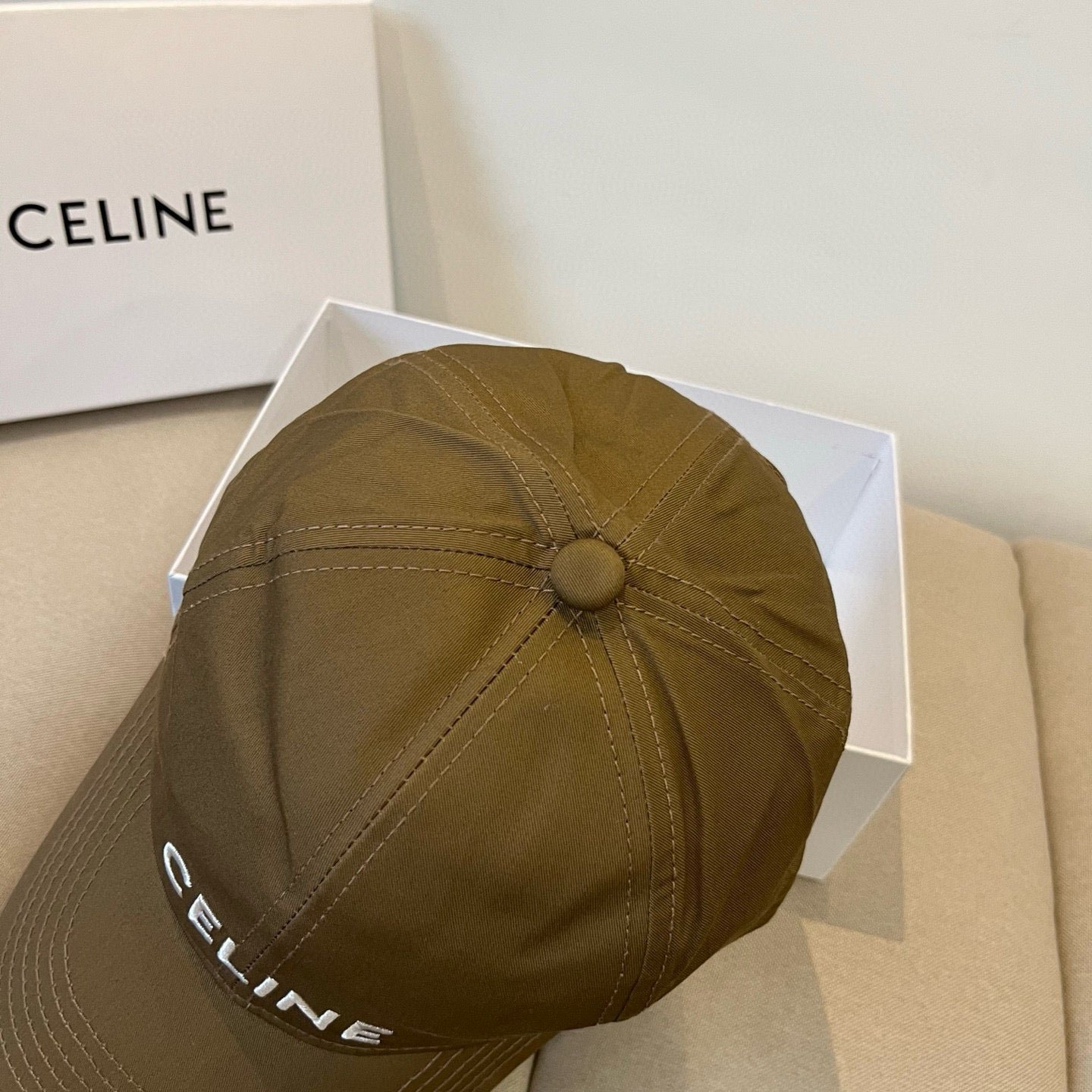 Celine Letter Brown Fabric Baseball Cap - Image 5