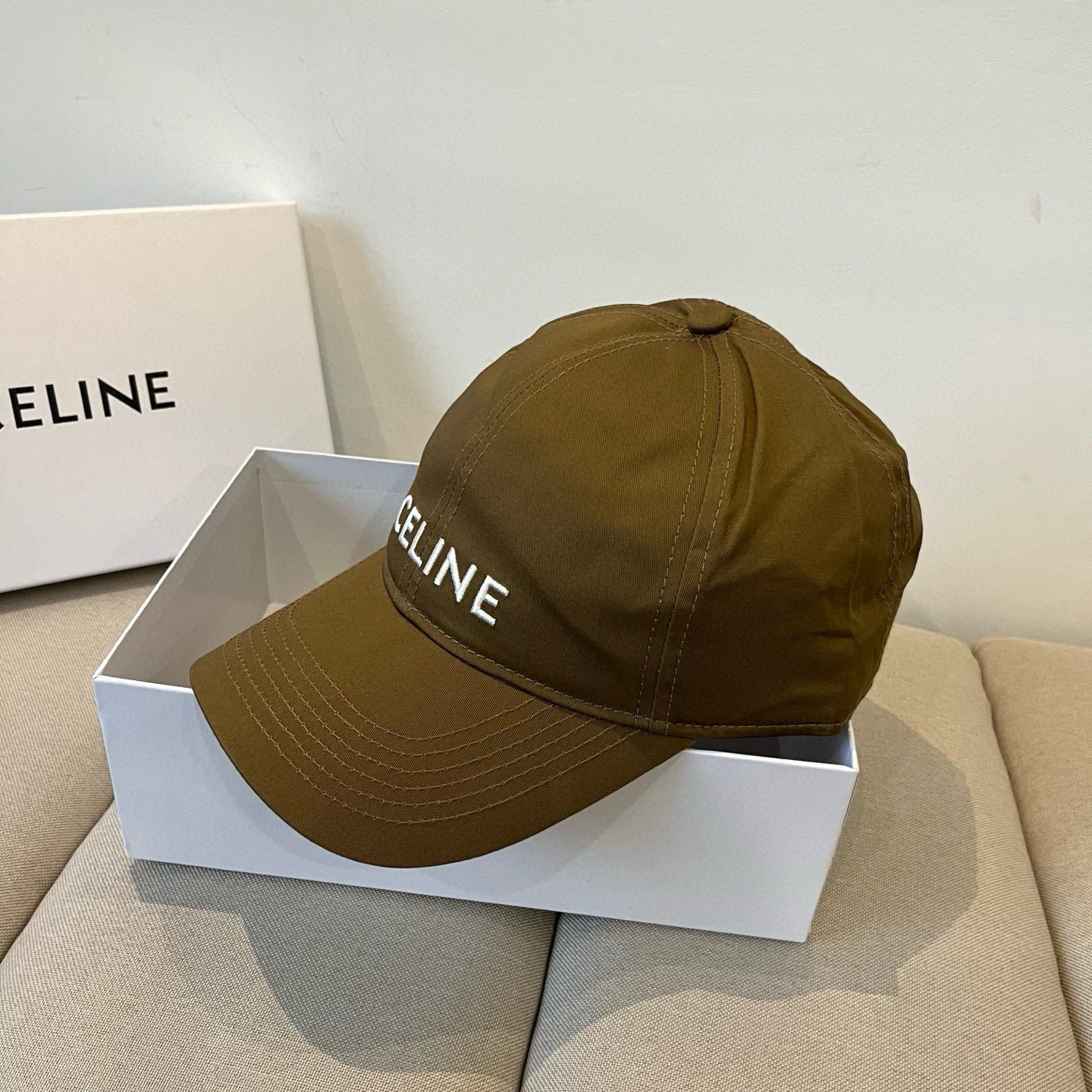 Celine Letter Brown Fabric Baseball Cap - Image 3