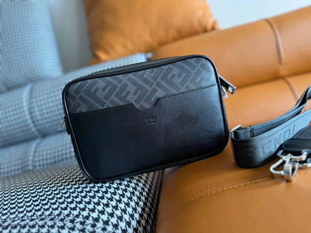 Fendi Clutch 22 Dark Gray Textured Fabric Clutch - Image 8