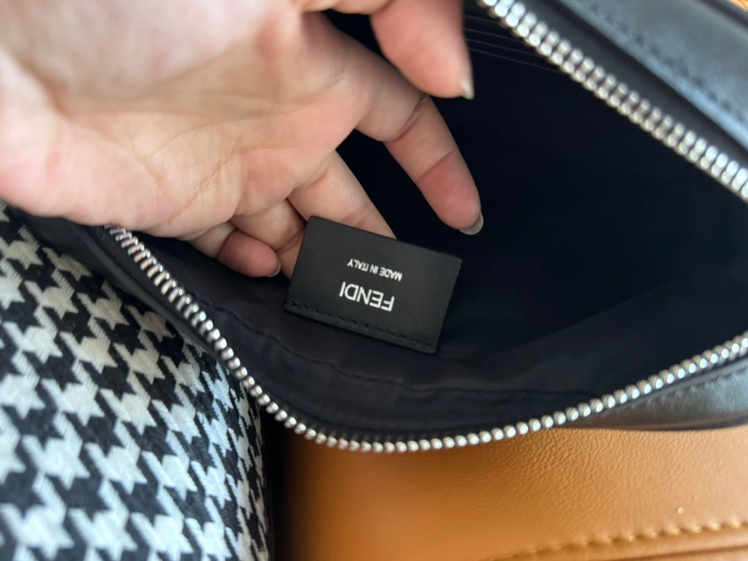 Fendi Clutch 22 Dark Gray Textured Fabric Clutch - Image 5