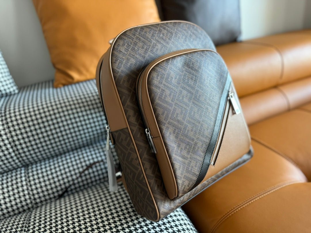 Alternative view of Fendi 44 Mini Backpack Camel Brown Jacquard Calfskin
