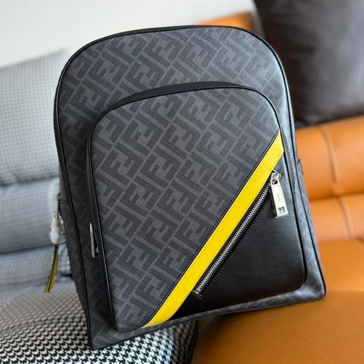 Fendi 44 Mini Backpack Black Jacquard Calfskin